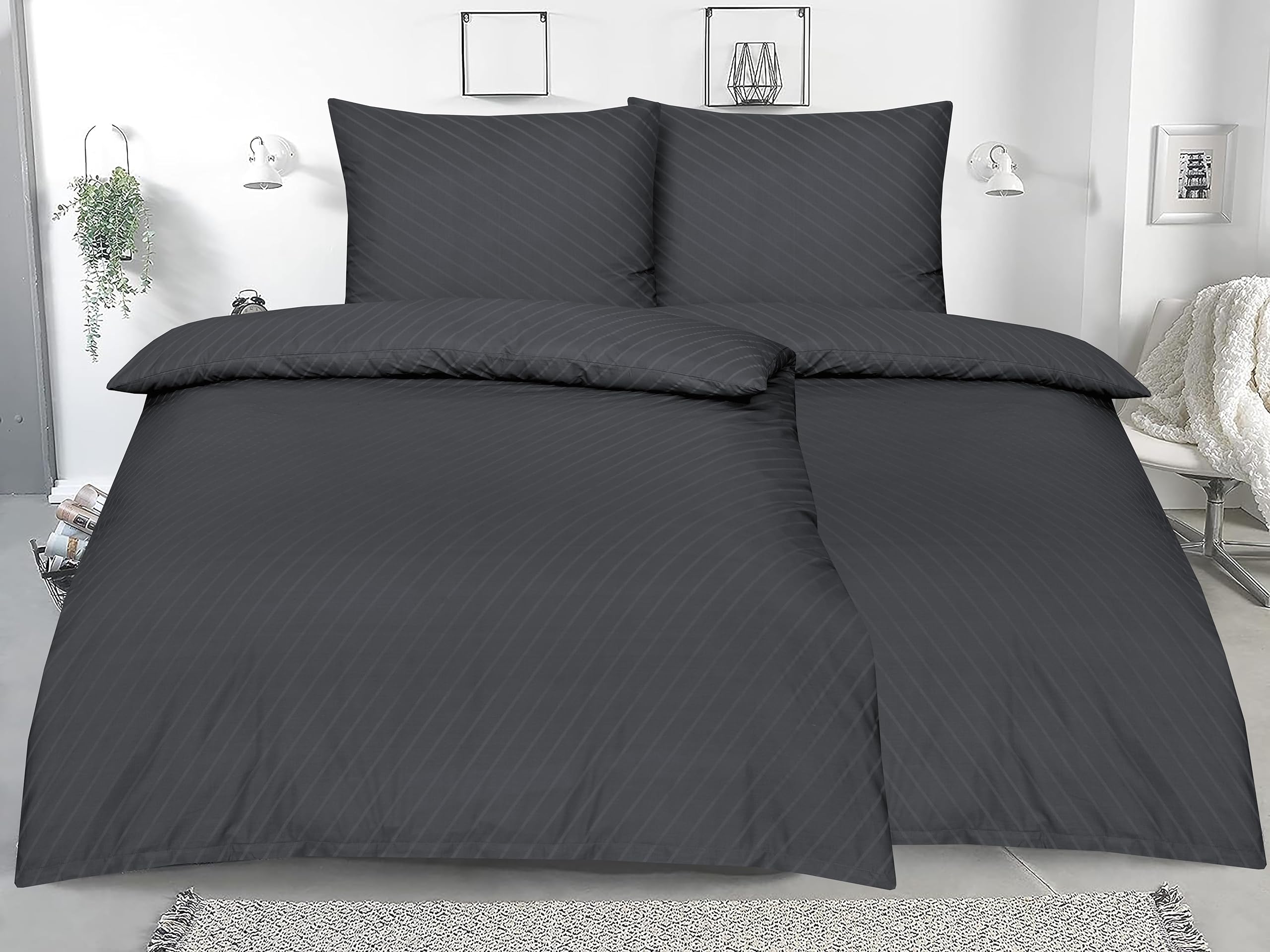 Betz Bettwäsche Set 100% Baumwolle – 2-teilig, Größe 135x200 Cm + 80x80 Cm, Mit Reißverschluss, Farbe Petrol