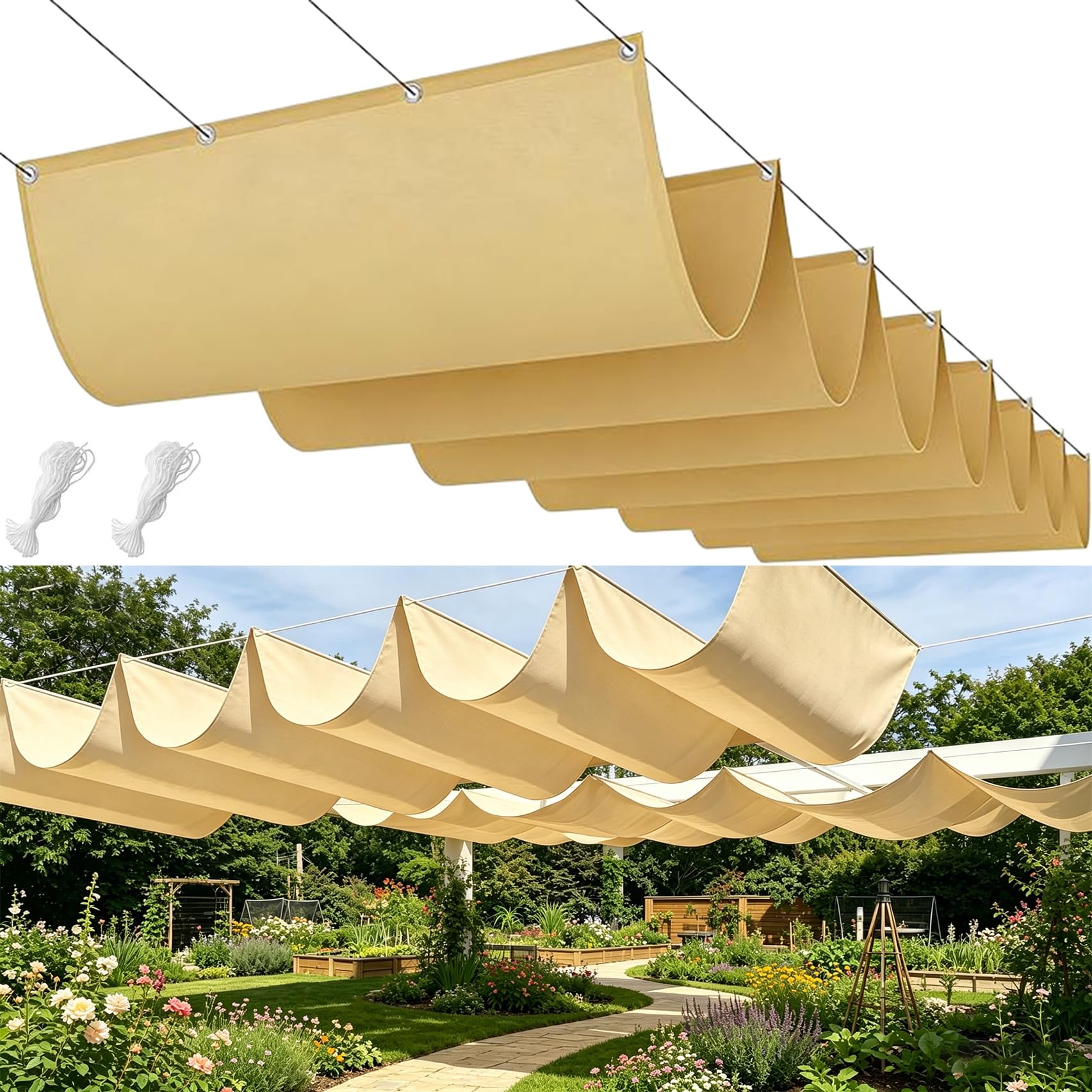 Voile d'ombrage anti-UV 98% rétractable et résistant aux déchirures 370x430