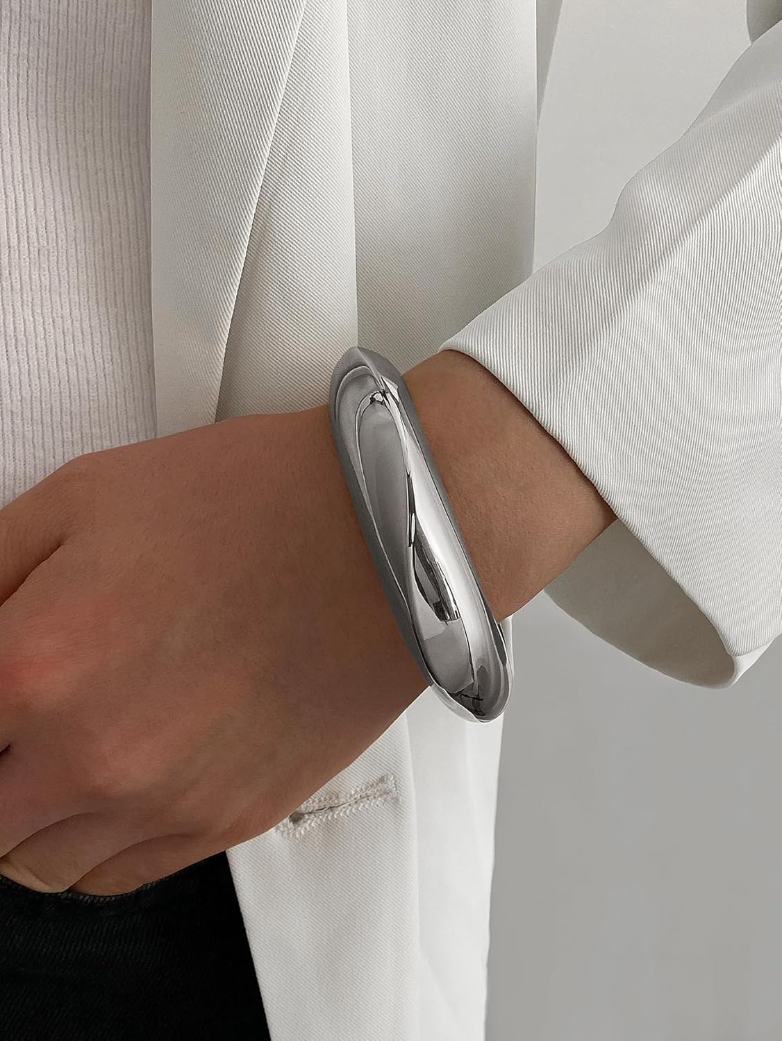 Chunky Gold Bangle Bracelet Gold Plated Trendy Wide Hinged Cuff Open Bracelets Dainty Minimalist Jewelry Gifts For Women - Image 2