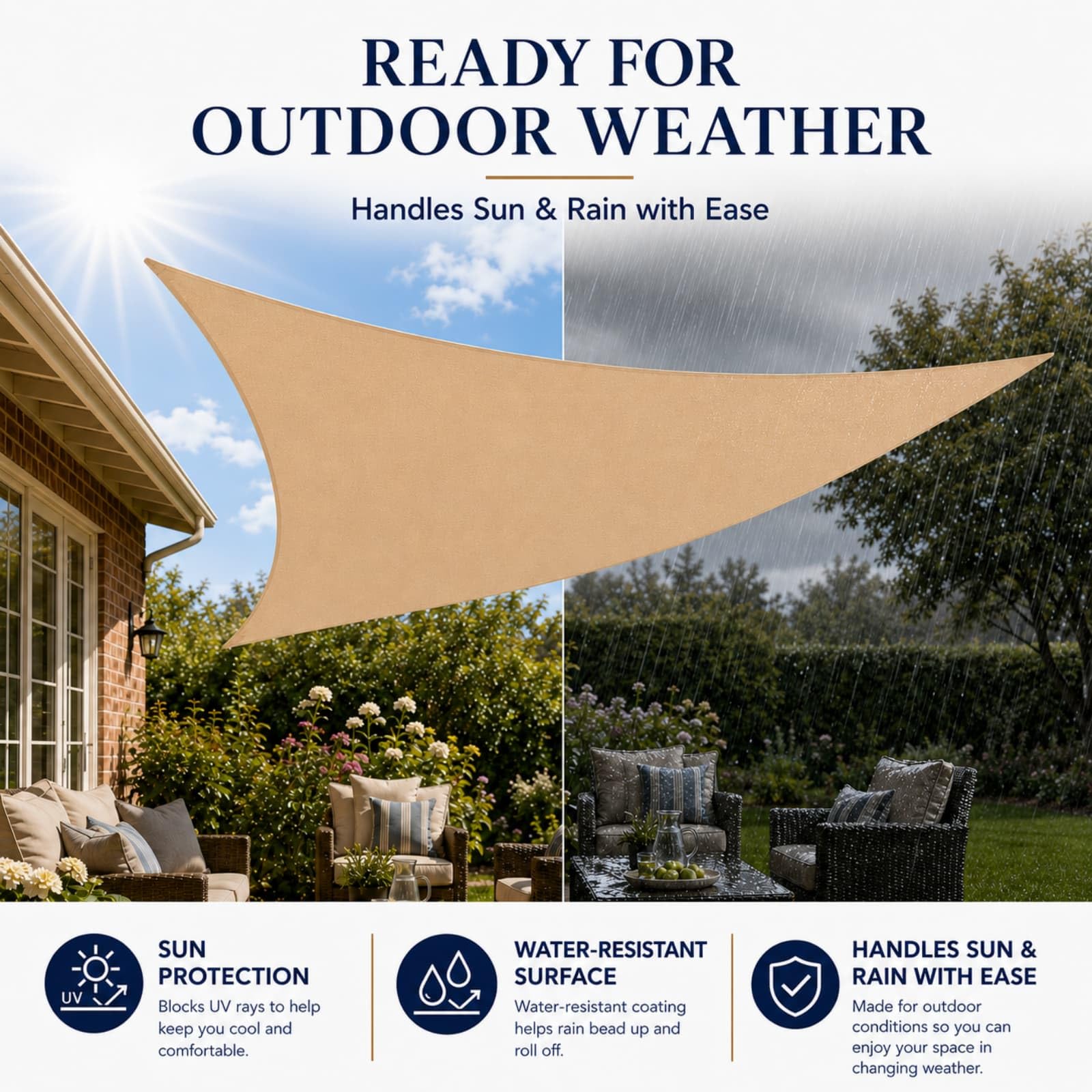 Hiseng Voile d'Ombrage Triangulaire Imperméable, Toile Ombrage Exterieur avec Oeillet & 3 Corde 95% de Protection UV Toile Solaire pour Terrasse Balcon Jardin Patio (Rouge Rouille,4x4x5.7m)