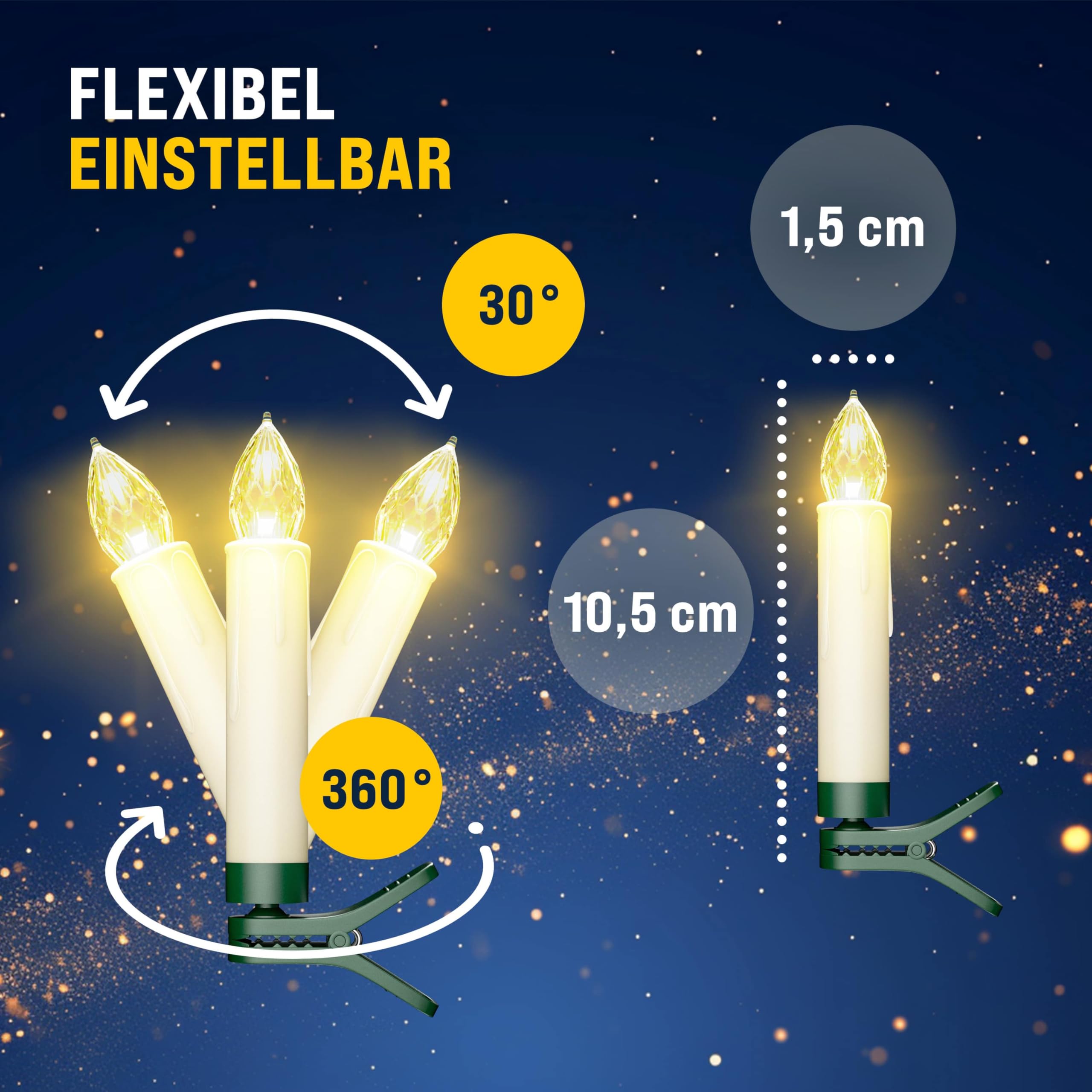 Monzana® Christbaumkerzen LED Kabellos 30er Set Batterie Timer Fernbedienung Echtwachs Optik Lichterkette Weihnachten Flackernd Warmweiß Tannenbaum
