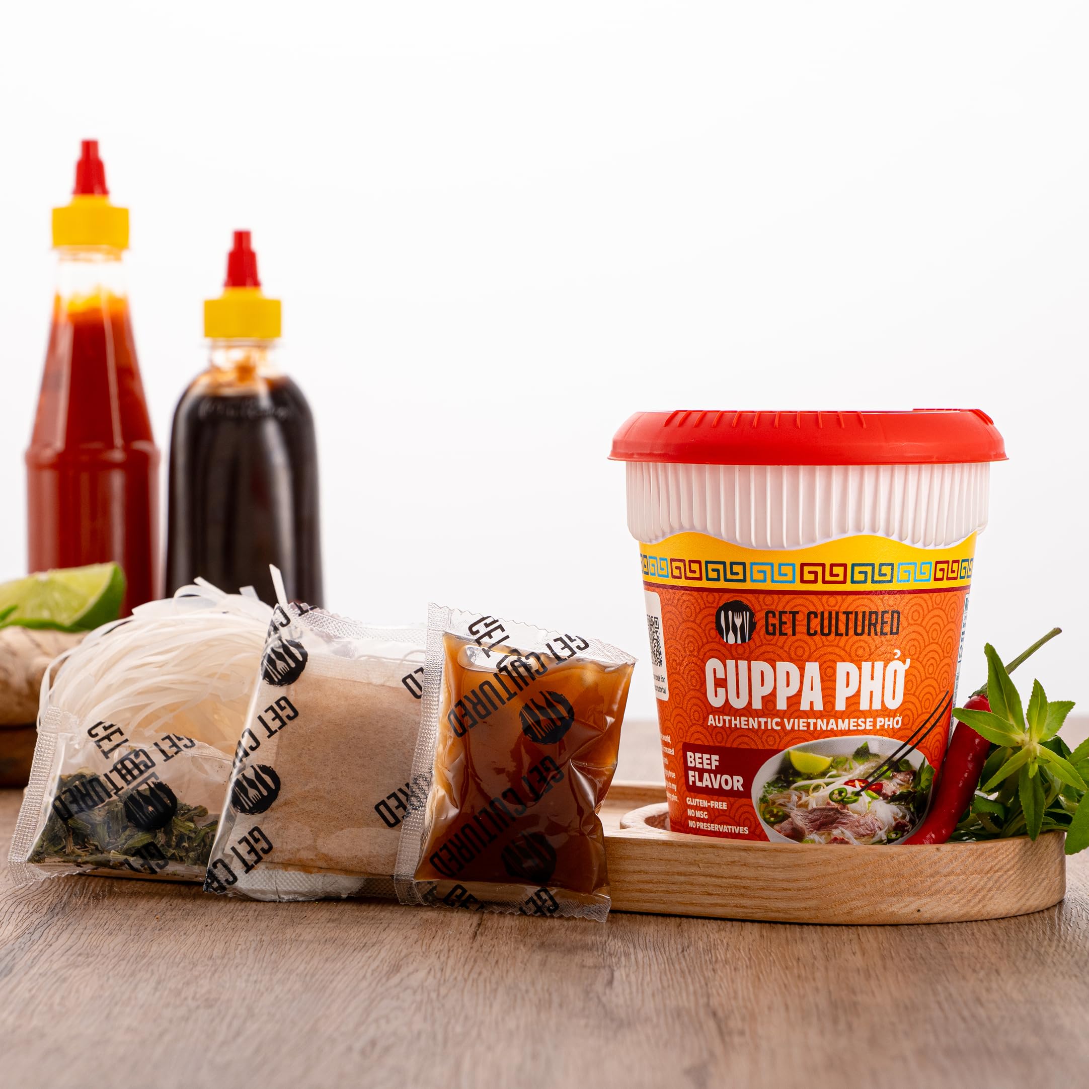 Get Cultured Instant Beef Pho Noodle Soup - Authentic Vietnamese Cuppa Pho with Spices & Dried Herbs | Premium Microwavable Noodle Soup, Gluten Free & Low Sodium 3.0 oz (6-Pack)