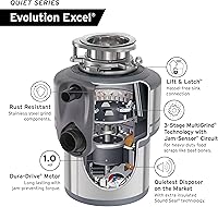 Vista 3 de InSinkErator Triturador de basura, Evolution Excel, serie silenciosa, alimentación continua de 1.0 HP, hueco de aire para lavavajillas inoxidable