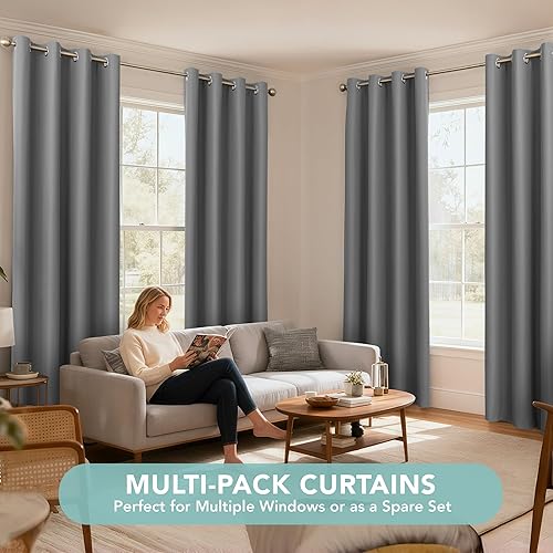 Miniatura 6 de BONZER Cortinas 100% opacas de 84 pulgadas de largo, 4 paneles de cortinas de ventana con aislamiento térmico, cortina de oscurecimiento de