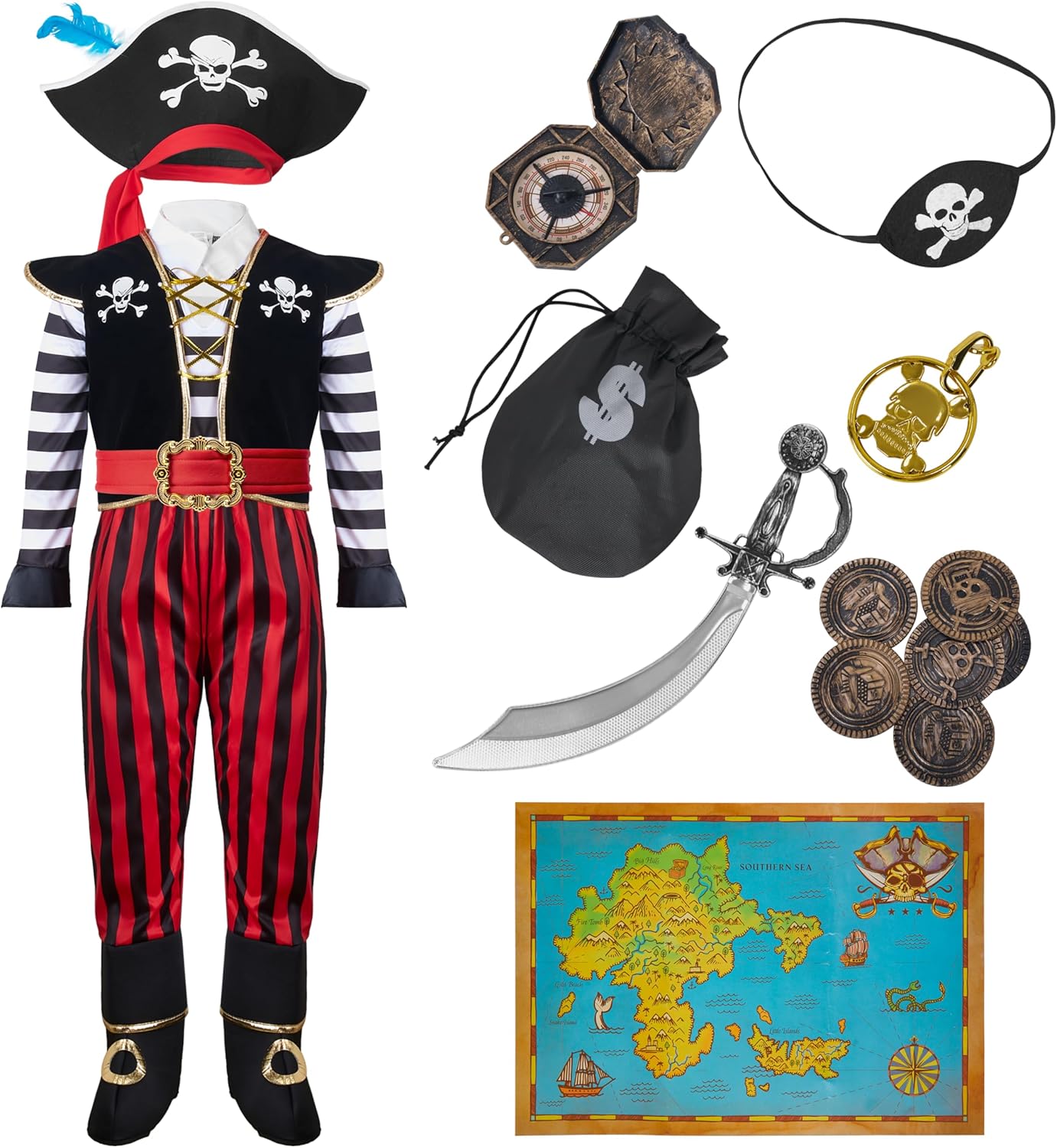 Pirate Captain Child Costume with Accessories