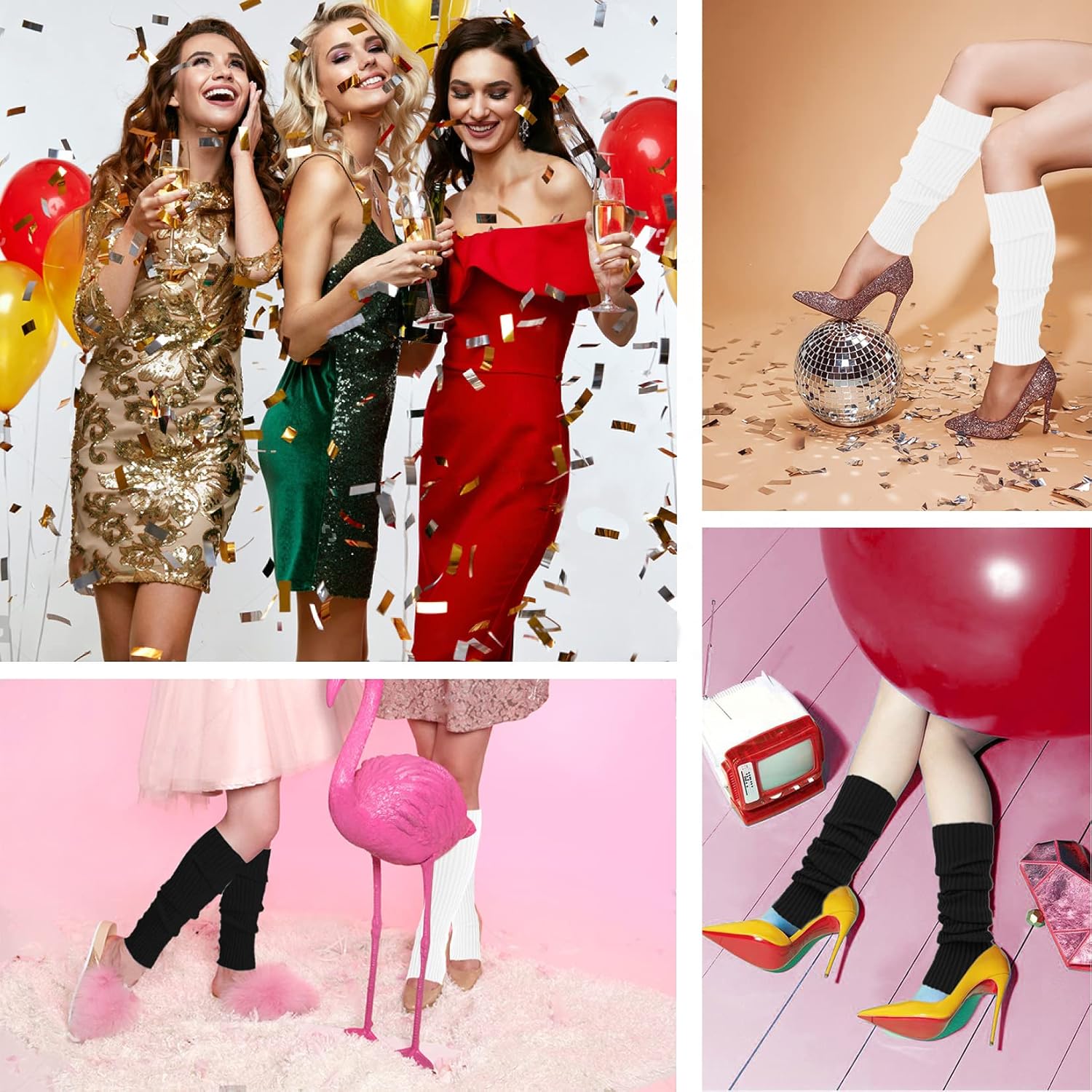 v28 Women Juniors Neon Ribbed Leg Warmers for 80s Eighty's Party Sports Yoga - Image 4