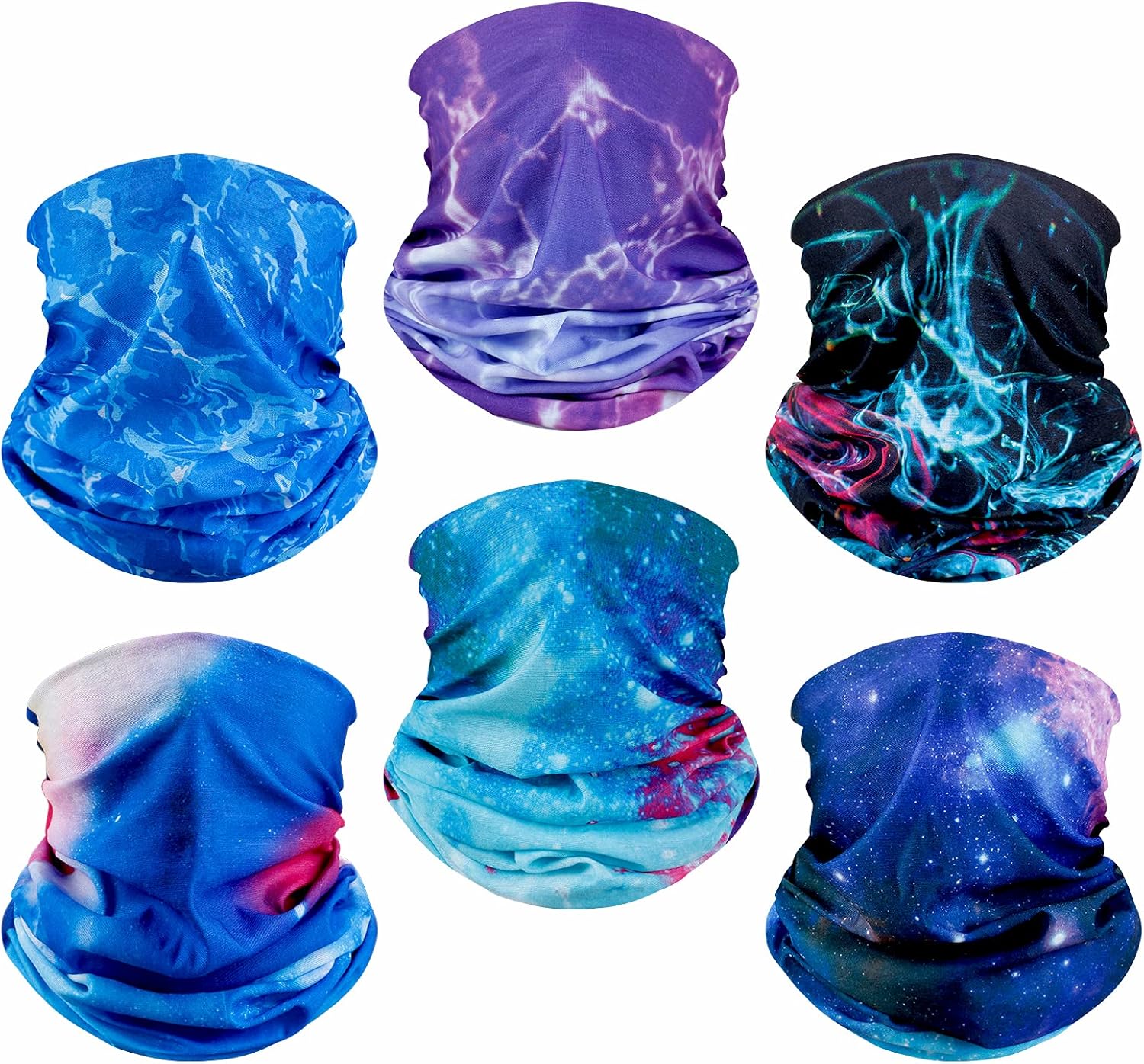 6 Pack Neck Gaiter Elastic Balaclavas Face Mask Versatile Bandana for Men Women 6 Pack Neck Gaiter Elastic Balaclavas Face Mask Versatile Bandana for Men Women