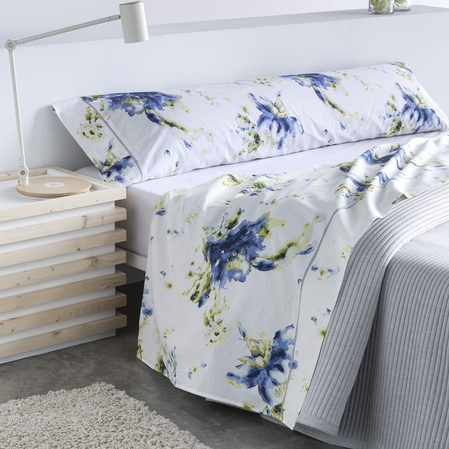 Barceló Hogar Melinda Ensemble drap et oreiller lit 90 cm parure coton bleu
