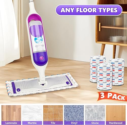 Miniatura 7 de Paquete de 3 almohadillas reutilizables para trapeador Swiffer PowerMop, recambios de mopa eléctrica, almohadillas de repuesto para mopa eléctrica,