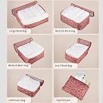 Vercord 7 Set Travel Packing Organizers Cubes Mesh Luggage Cloth Bag Cubes with Bra Underwear Cube and Shoe Pouch Pink Leopard