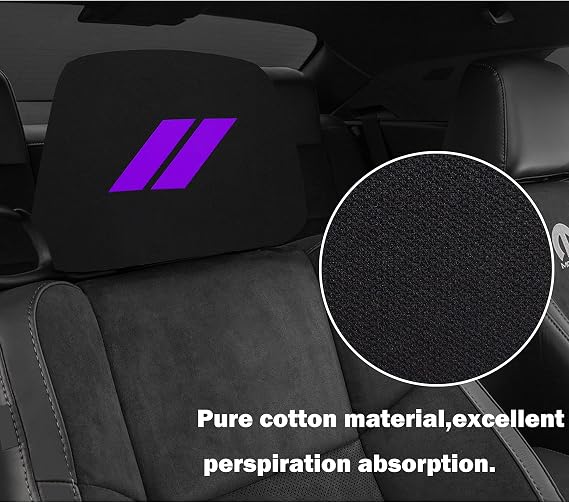 YOSRTER Headrest Covers for Dodge Charger Challenger Durango Accessories Soft Black Fabric Head Rest Cover Universal Fit to All Car/Truck Models 2 Pack(Purple Trim)