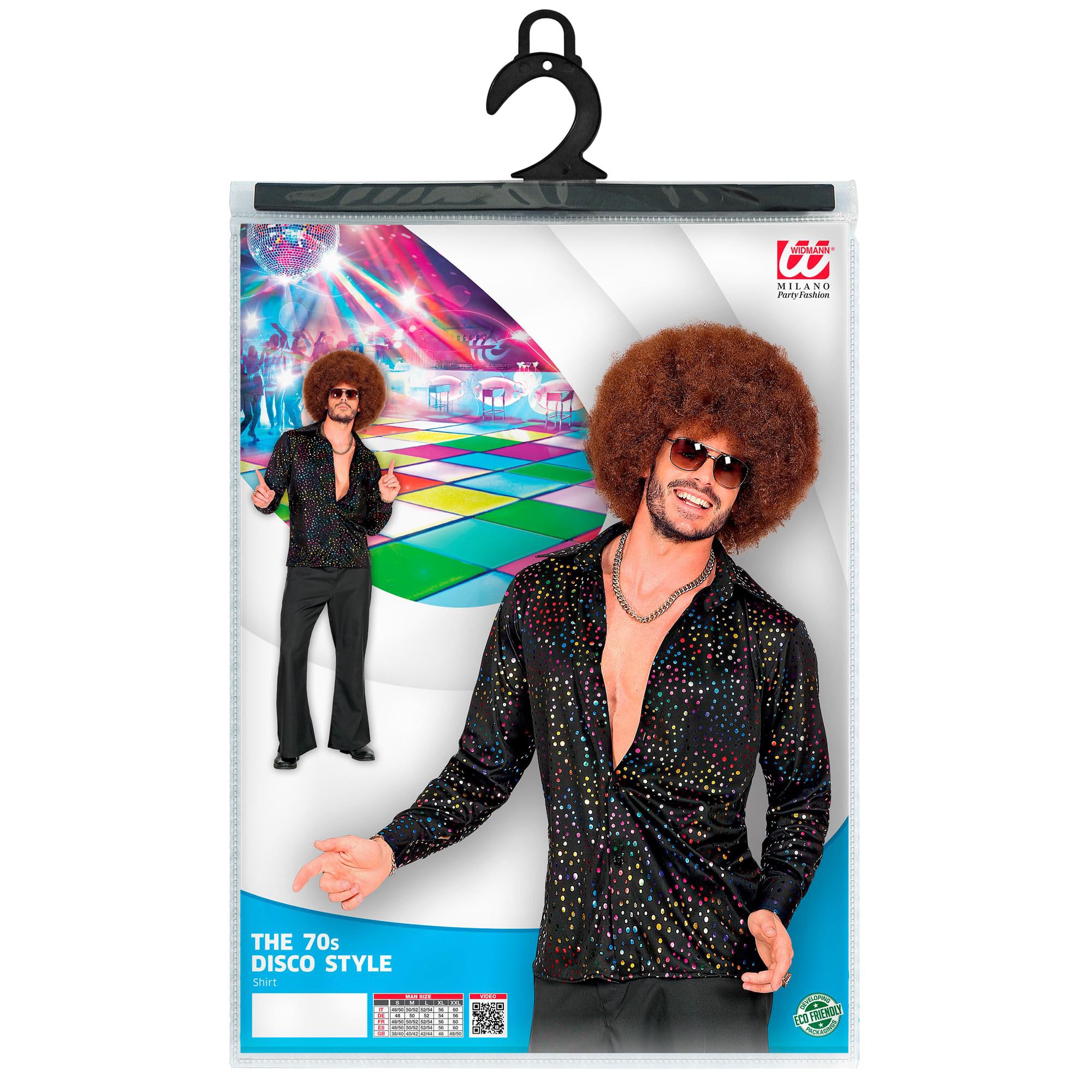 W WIDMANN MILANO Party Fashion - Camicia disco anni '70 da uomo, camicia costume retrò per carnevale, feste a tema