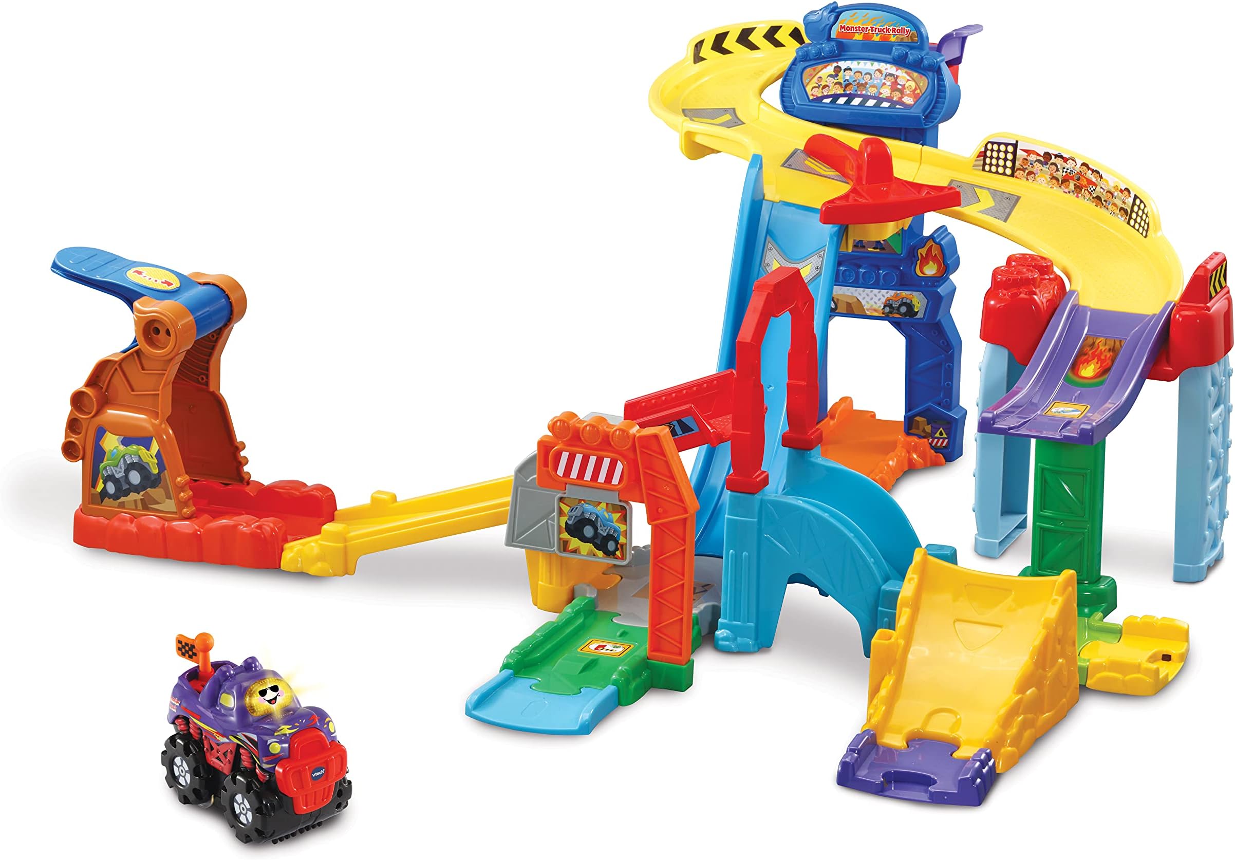 VTech Toot-Toot Drivers Monster Truck Rally, Vehicle Play Set with Included Monster Truck, Lights and Sounds, Musical Toy Race Track for Children Aged 1, 2, 3, 4 & 5 Years, English Version