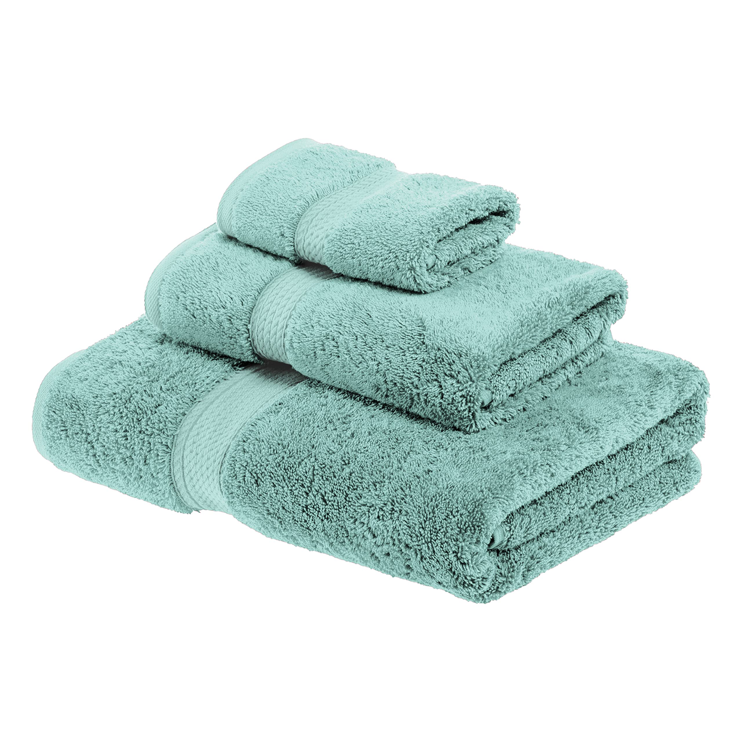Superior Set Asciugamani In Cotone Egiziano 900 GSM – 3 Pezzi, Verde Schiuma Marina, Spugna A Doppio Cappio, Ultra Assorbenti