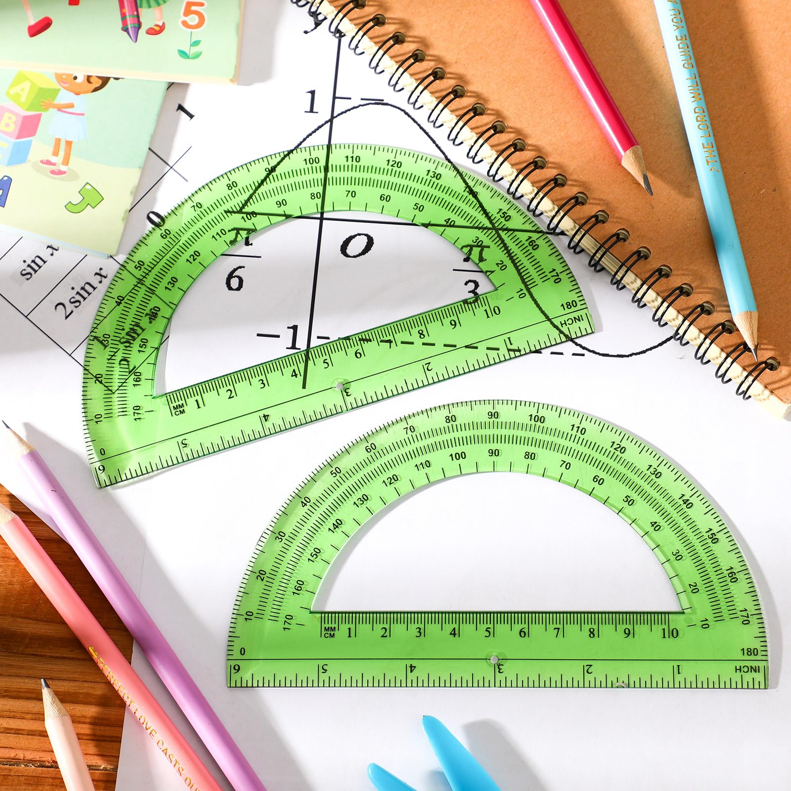 Snapklik.com : EBOOT Plastic Protractor Math Protractors 180 Degrees, 6 ...