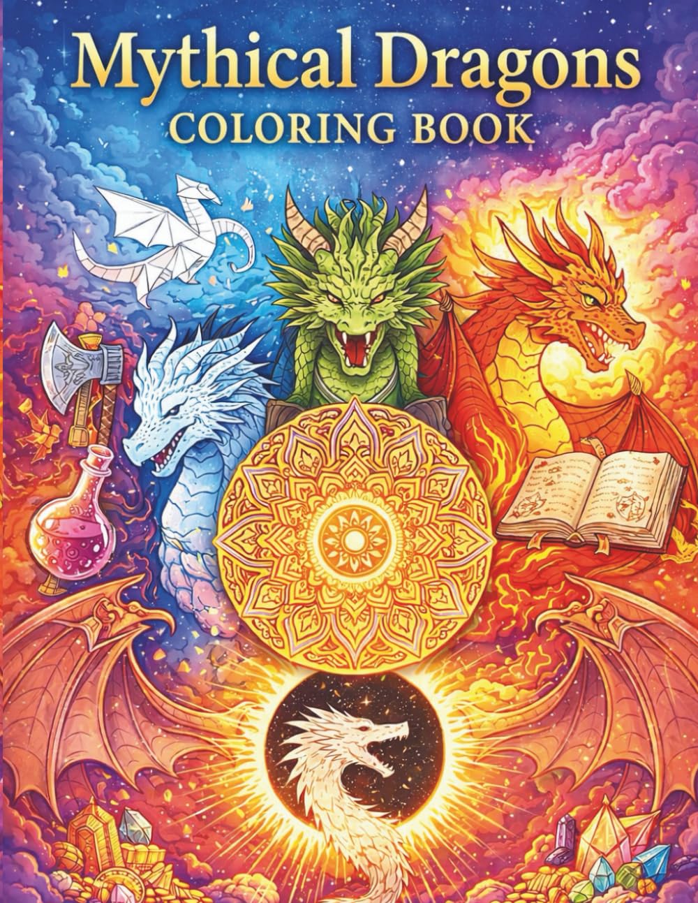 Mythical Dragons Coloring Book