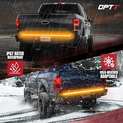 Miniatura 7 de OPT7 Barra de luz LED triple de 60 pulgadas con giro ámbar y luces de estribo de 60 pulgadas con señal de giro ámbar secuencial