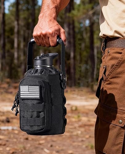 Miniatura 7 de CVLIFE Botella de agua de medio galón con pajilla, jarra de agua aislada de acero inoxidable de 64 onzas con funda extraíble para gimnasio, deportes