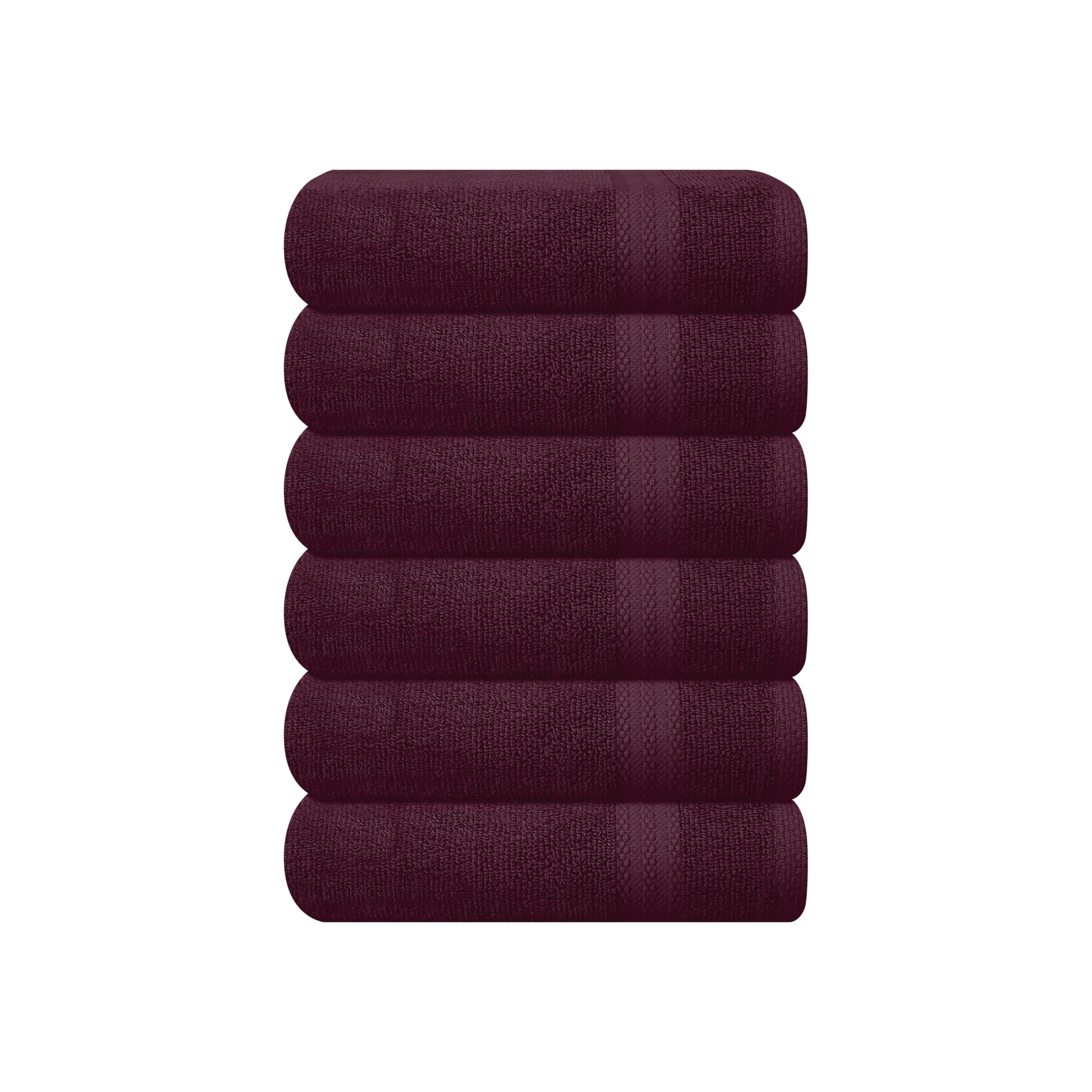 GLAMBURG Ultra Soft 6-Piece Hand Towel Set 16x28-100% Ringspun Cotton - Durable &amp; Highly Absorbent Hand Towels - Ideal for use in Bathroom, Kitchen, Gym, Spa &amp; General Cleaning - Burgundy