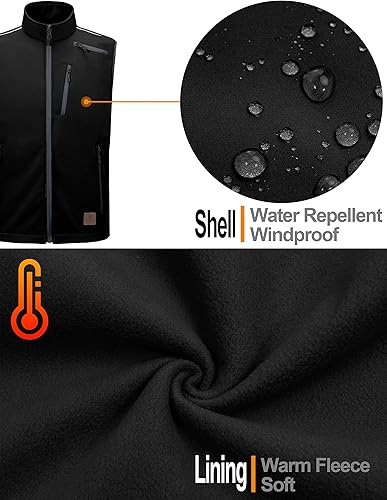 Miniatura 3 de Little Donkey Andy Chaleco ligero para hombre con forro de forro polar, chaqueta sin mangas a prueba de viento para senderismo, viajes, golf