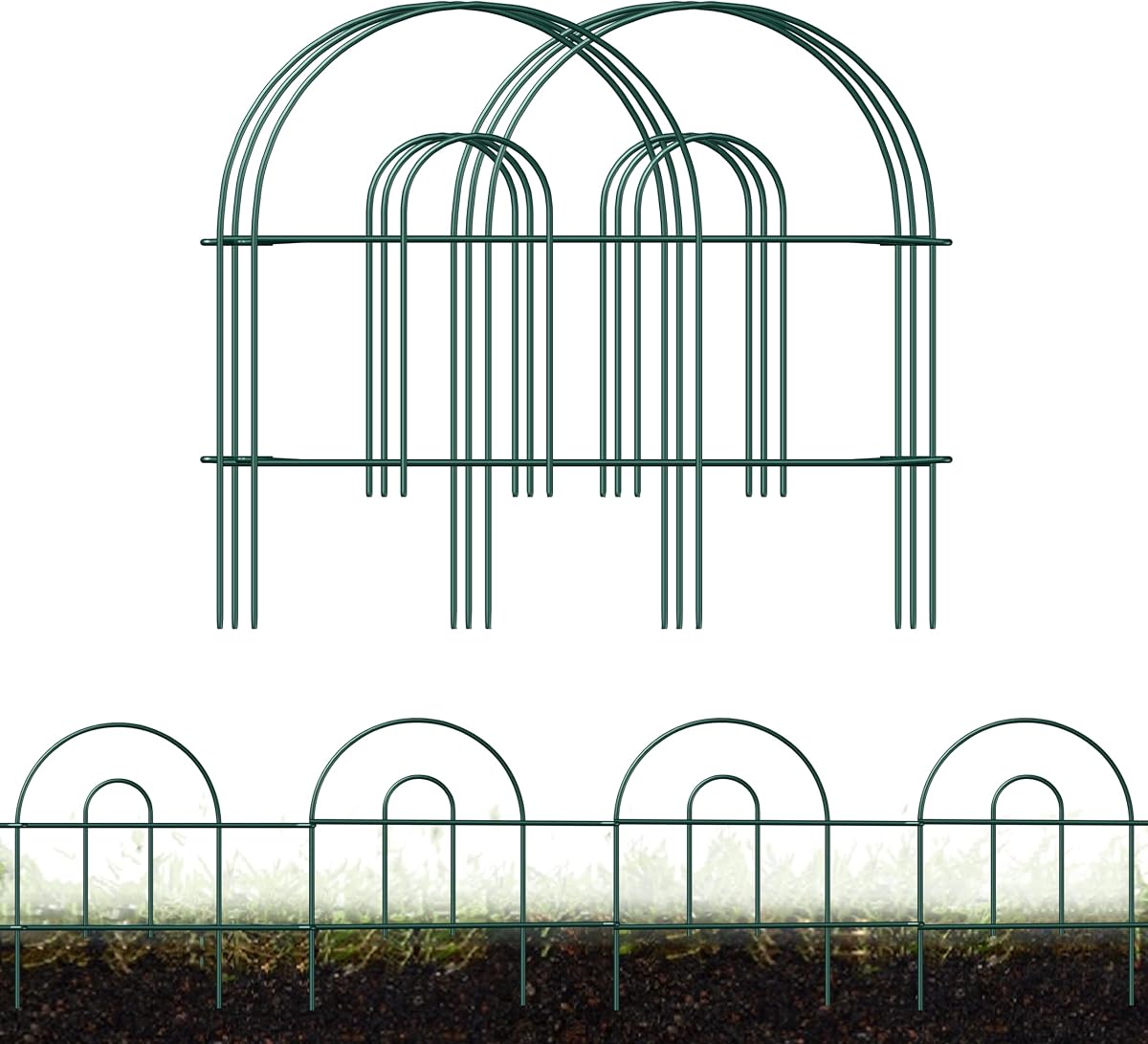 Cercado de jardín verde Valla de jardín con borde de alambre decorativo de 18 pulgadas x 50 pies | Vallas metálicas plegables previnculadas a prueba de herrumbre, valla de borde para parterres, valla de paisaje para Patio al aire libre para jardín