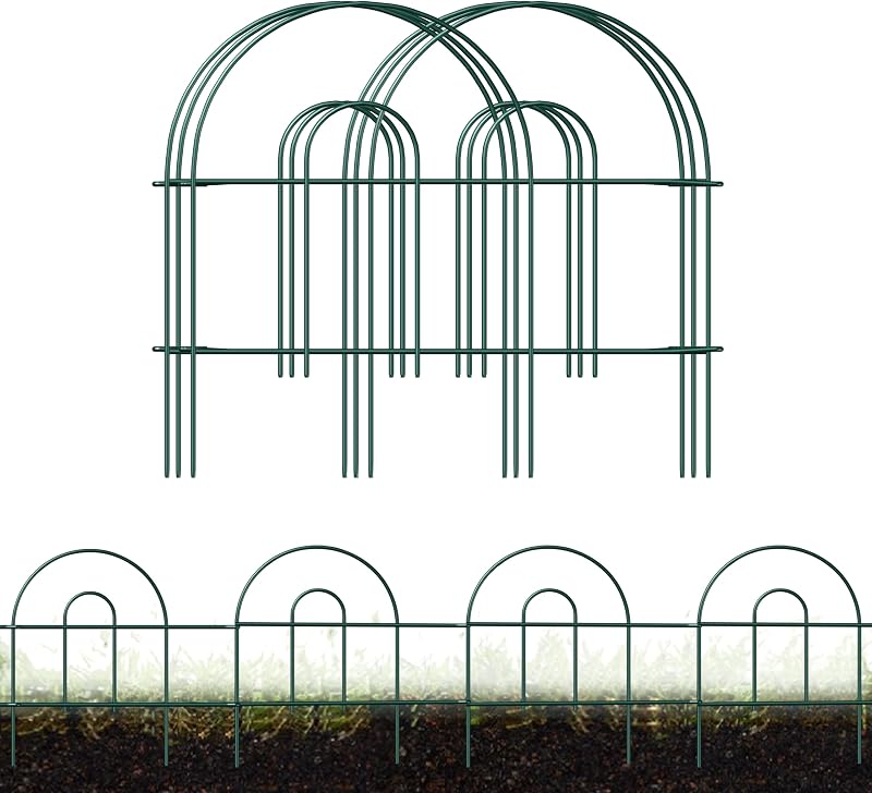Cercado de jardín verde Valla de jardín con borde de alambre decorativo de 18 pulgadas x 50 pies | Vallas metálicas plegables previnculadas a prueba de herrumbre, valla de borde para parterres, valla de paisaje para Patio al aire libre para jardín