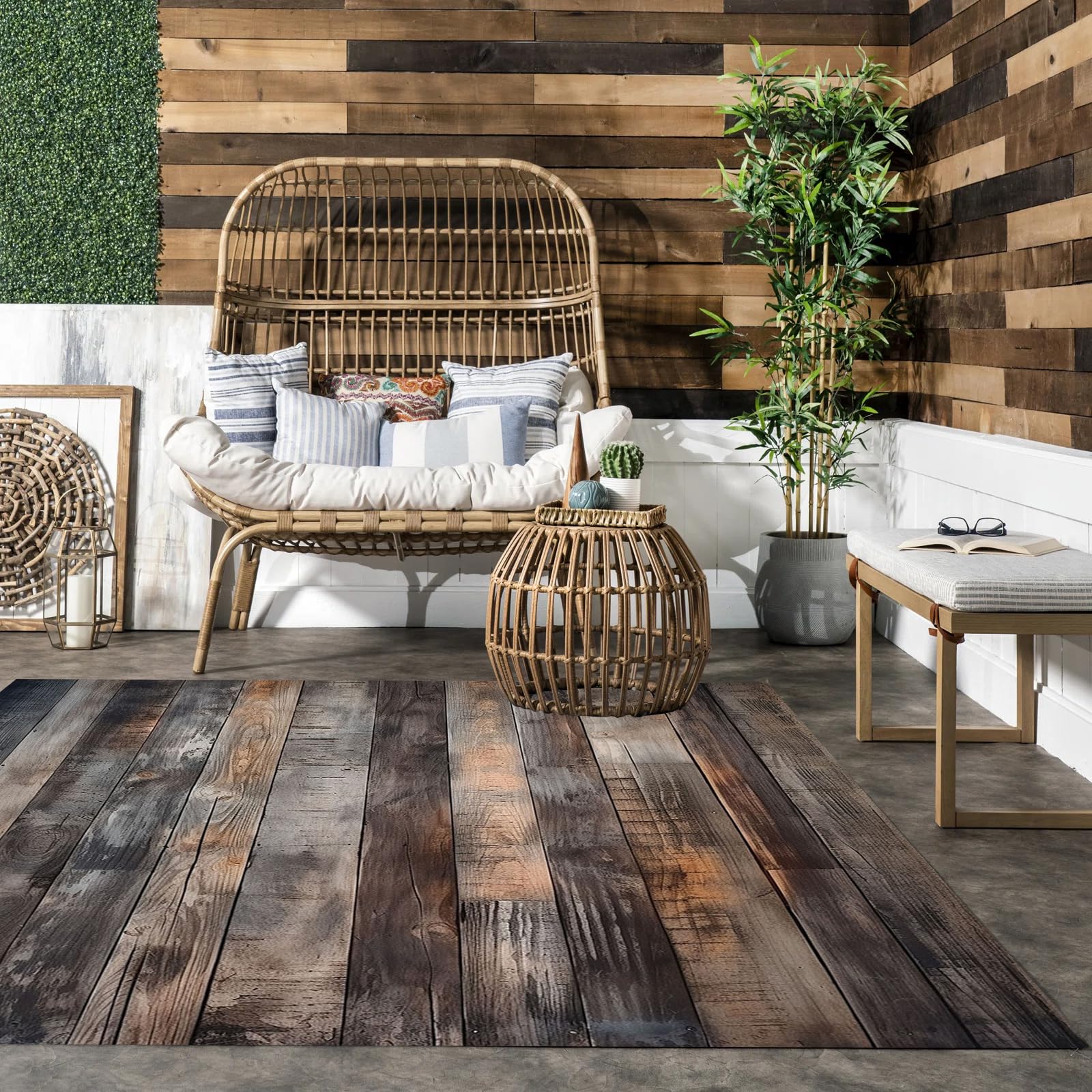 Amazon.com: Vintage Farmhouse Rustic Square Rug 10x10 Black Gray