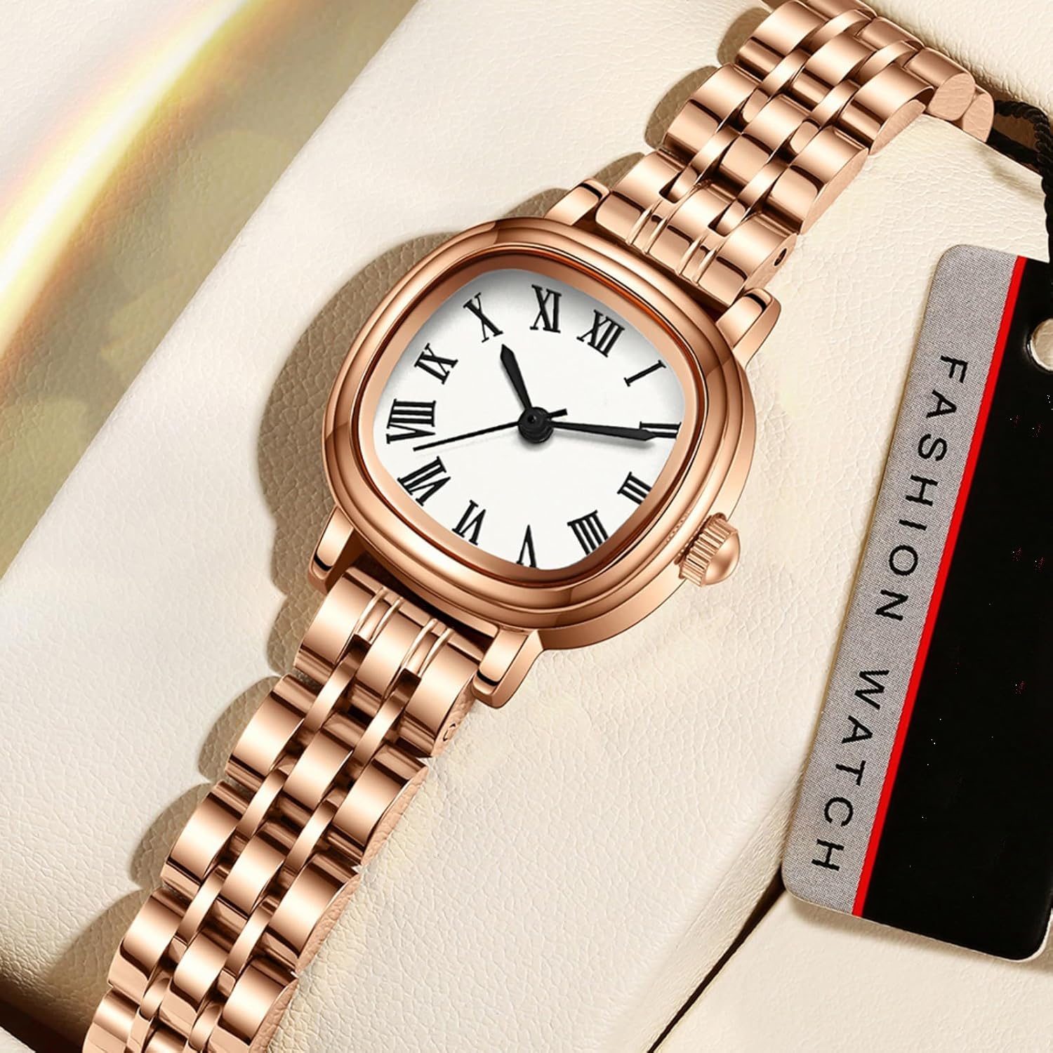 findtime Gold Watches for Women Dainty Luxury Retro Vintage Designer Square Dial with Roman Numerals Easy to Read Reloj para Mujer