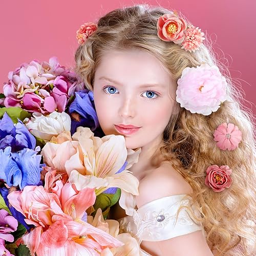 Miniatura 6 de BBTO 21 pinzas para el cabello con diseño de flores, pasadores para el cabello de mujer, accesorios para el cabello de flores, pinzas de pinza de