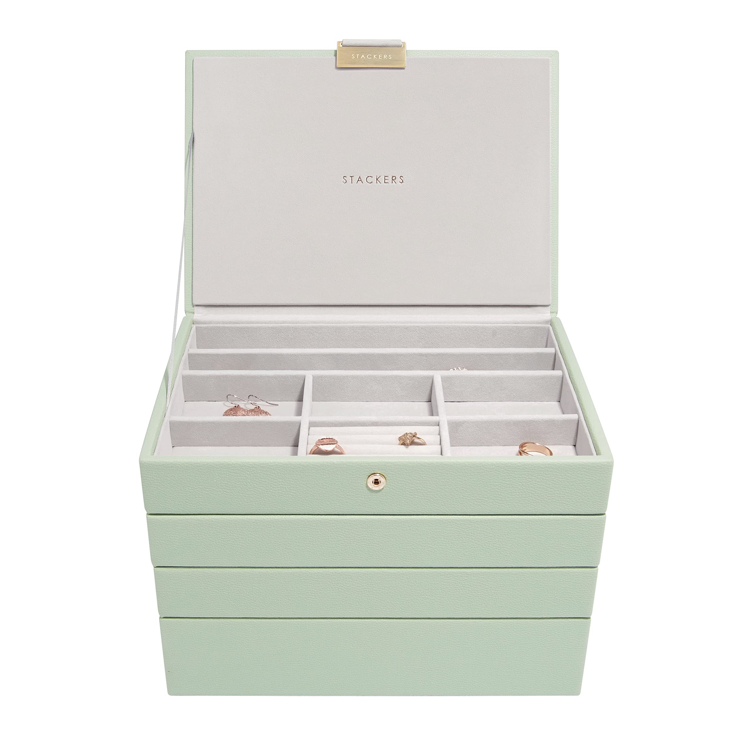 Stackers Sage Green Classic Medium Jewellery Box - Set of 4