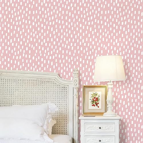 Vista 30 de HAOKHOME Papel tapiz para despegar y pegar, diseño de puntos modernos y bohemios, extraíble, para baño, color caramelo/blanco, papel de contacto