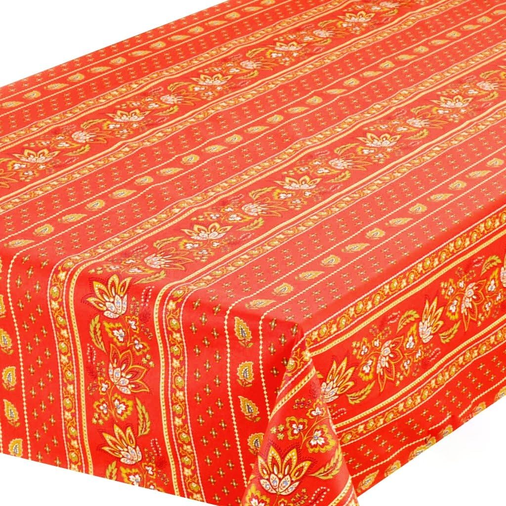 52x72" Rectangular Lisa Red Cotton Coated Provence Tablecloth by Le Cluny