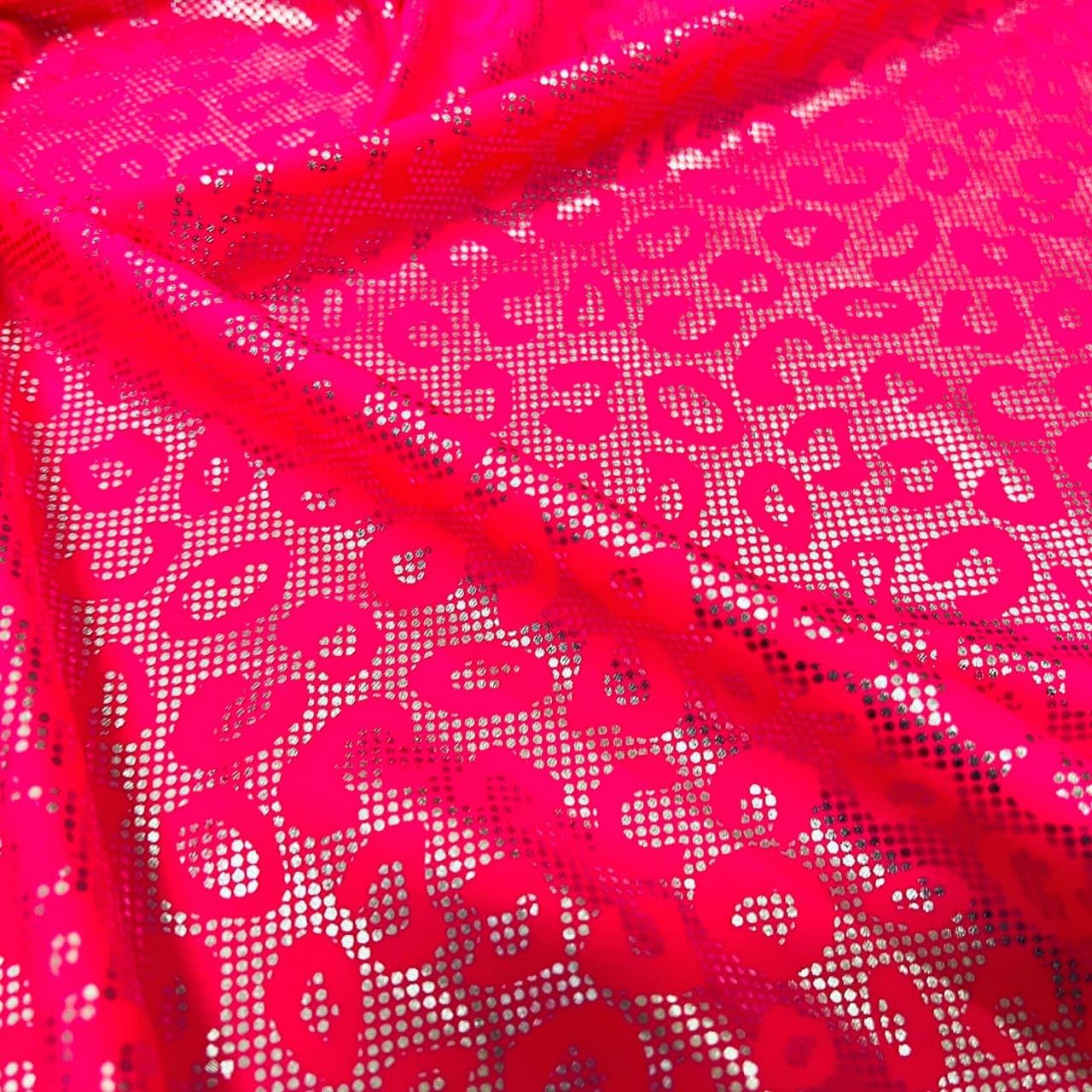 Leopard Animal Print Hot Pink Nylon Spandex Fabric 4 Way Stretch by Yard for Swimwear Dancewear Gymwear Sportwear
