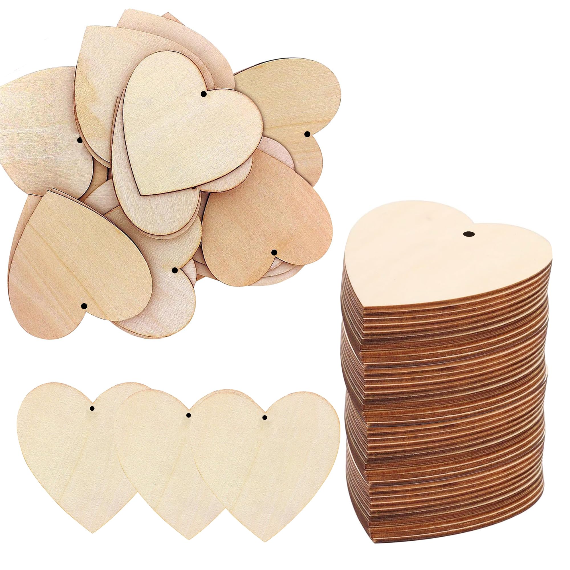 Trimming Shop Wooden Heart Shapes Crafting DIY Decorations Pack of 50
