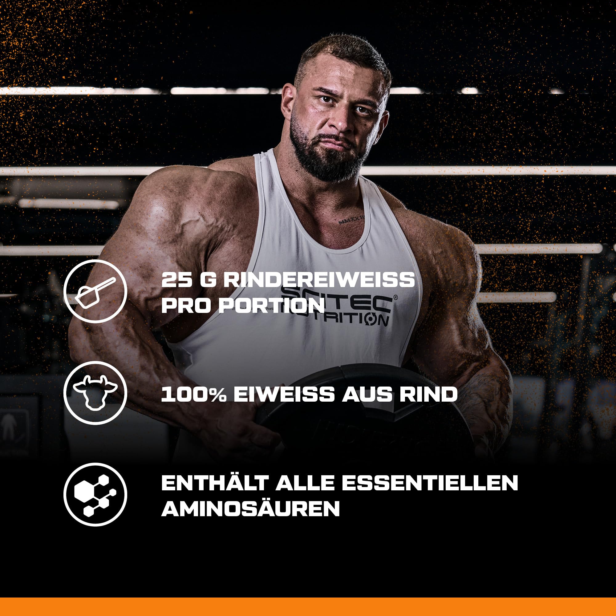 Scitec Nutrition 100% Beef Protein - Aromatisiertes Protein Getränkepulver - Laktosefrei, Zuckerfrei, Glutenfrei, 900 g, Mandelschokolade