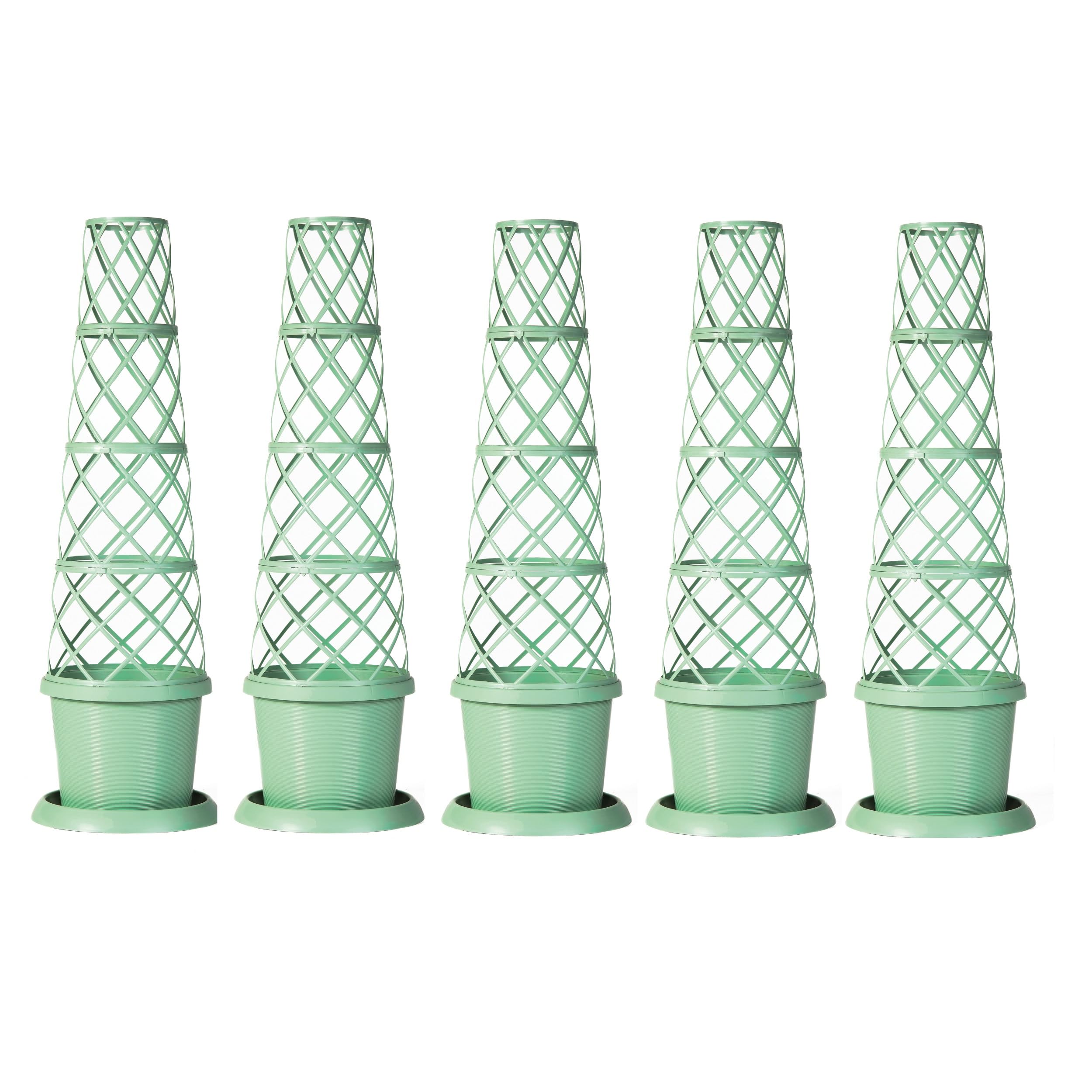 Garden Gear Plant Pot Tower Planter & Flower Climbing Frame, Height 130cm, Weather-Resistant in Mayan Blue or Pistachio Green (5, Pistachio Green)