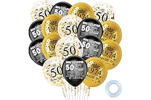 50th Birthday Balloons Decorations for Men Women, Black & Gold Party Decorations