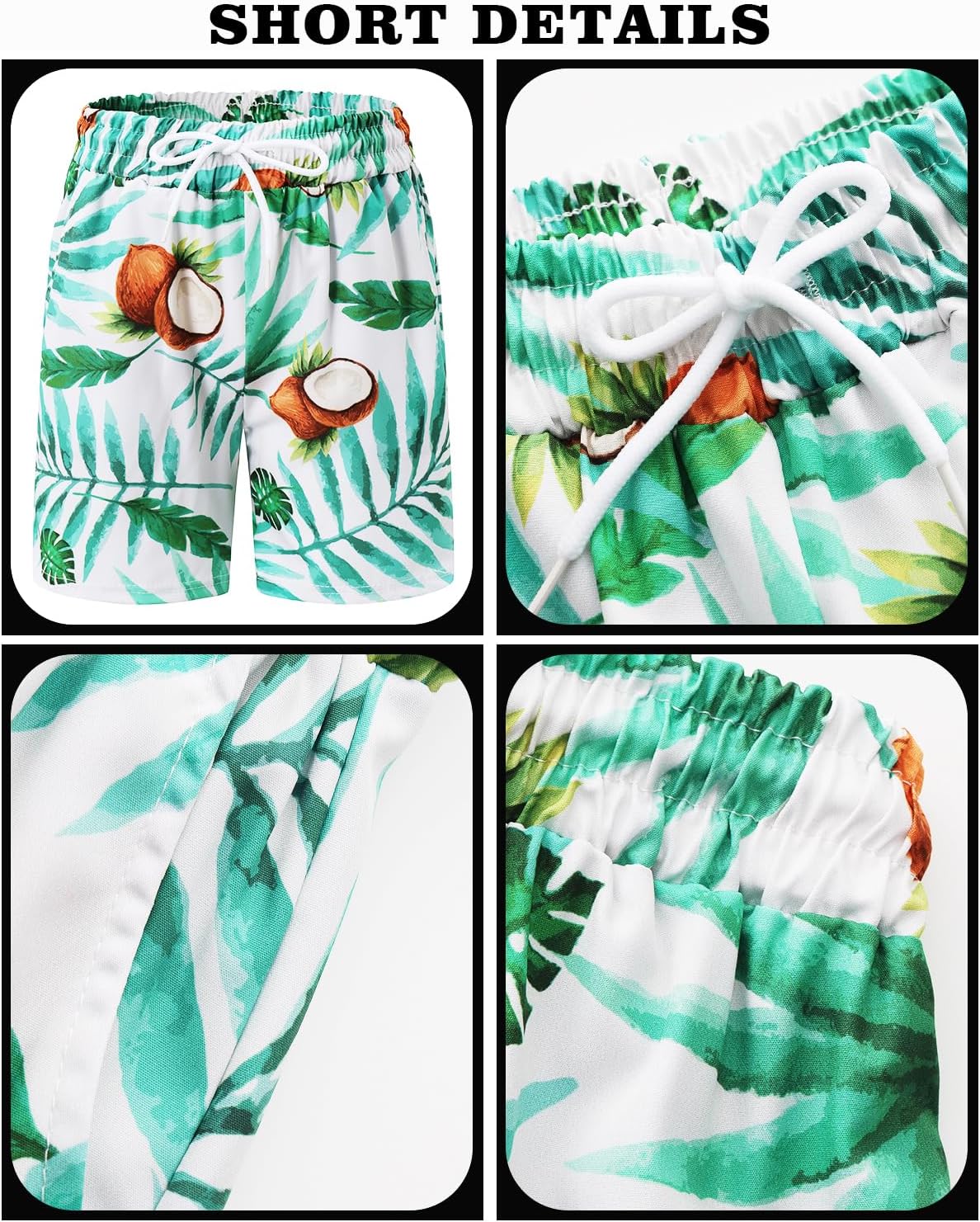 TUNEVUSE Boys Hawaiian Outfit Floral Printed Shirt Shorts Set with Hat