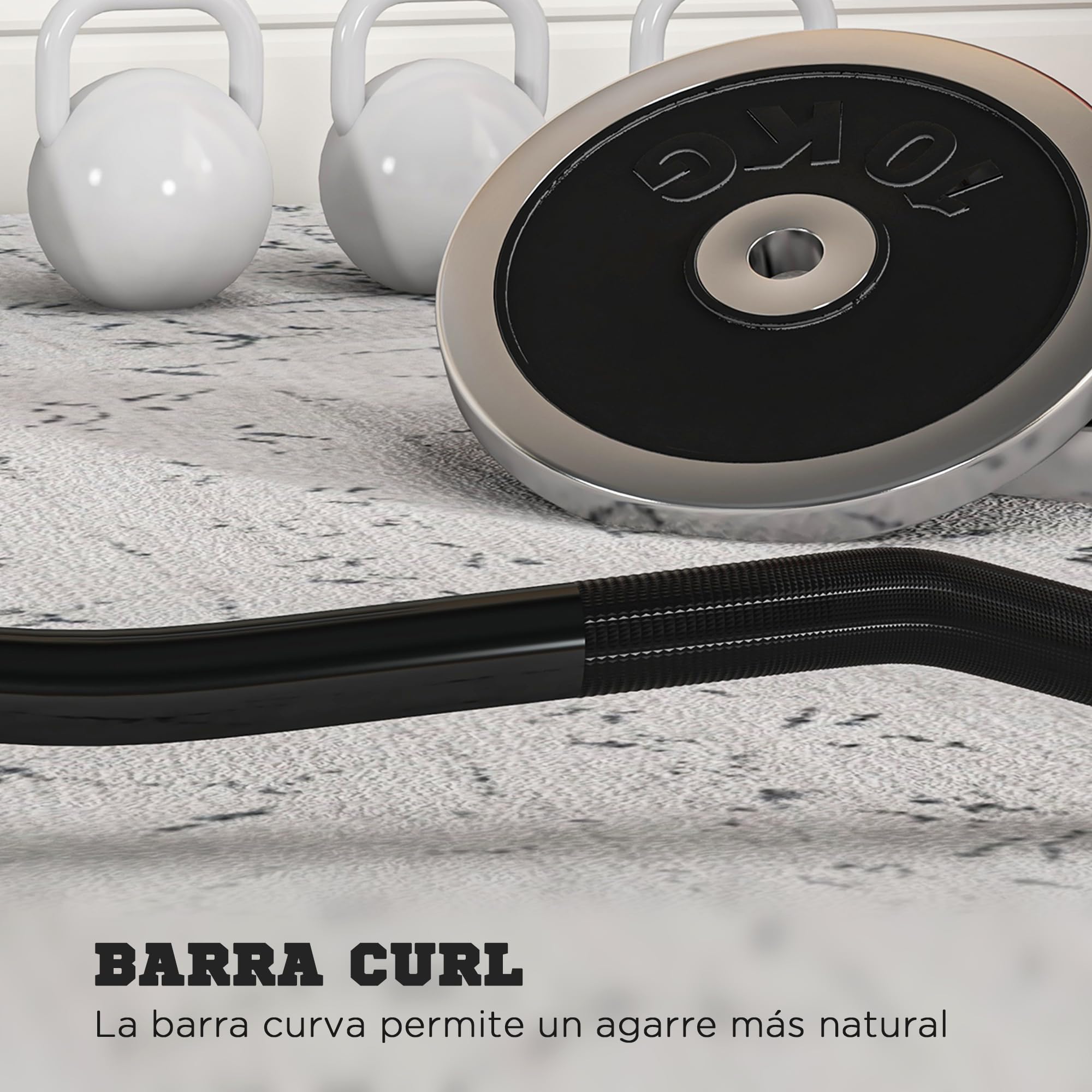 SPORTNOW Barra de Pesas de Acero 120 cm 8 kg Barra Curl EZ Ø50 mm con 2 Presillas Carga 100 kg Barra Olímpica para los Discos de Ø5 cm Entrenamiento en Gimnasio Casa Negro y Plata
