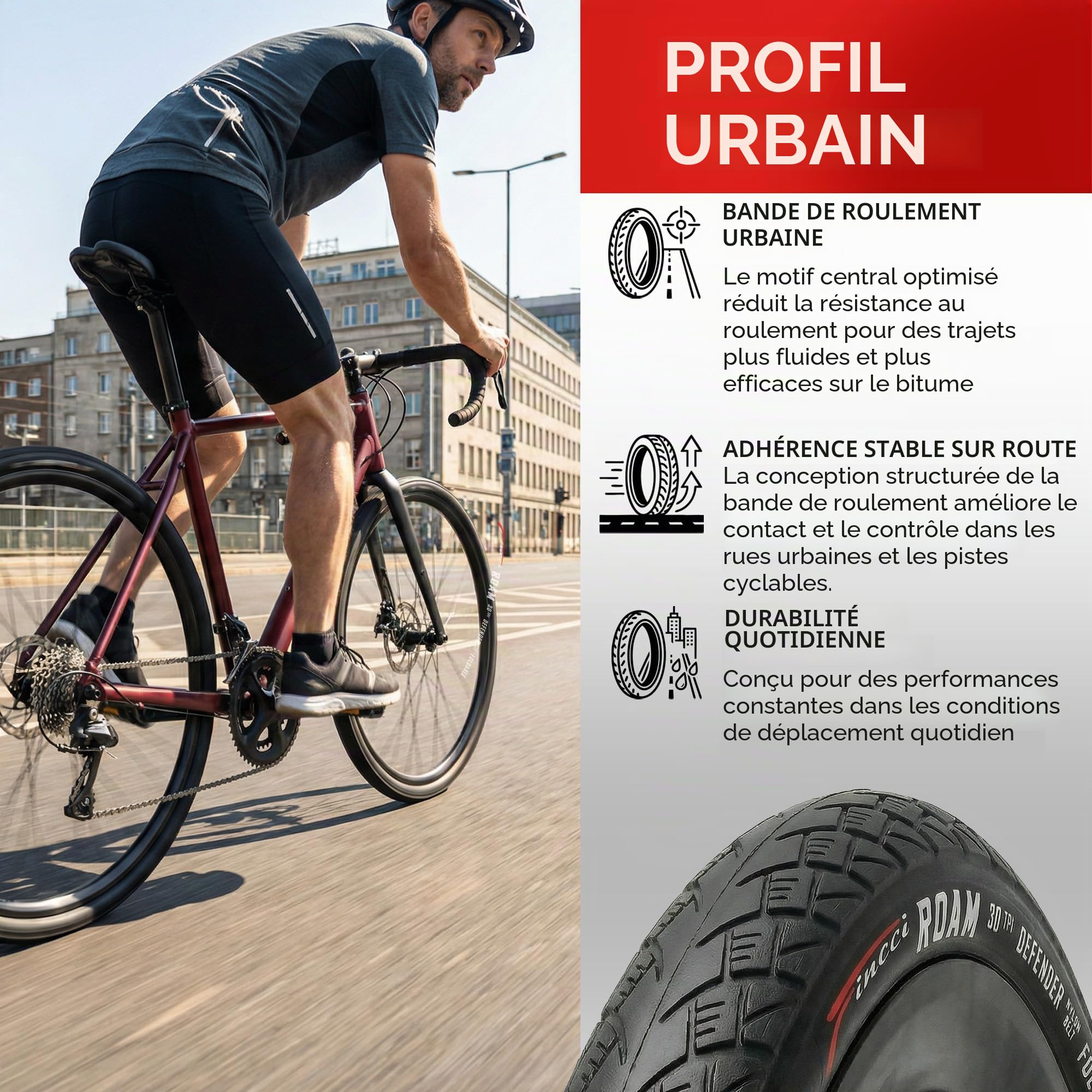 Fincci Pneus Velo 700x35с - Paire Pliable Pneus 28 x 1.35 Pouces avec Nylon Anti Crevaison 1mm, 30 TPI - Tires 37-622 pour Urbain Bicyclette, Route & VTT & Tournée & Électrique Velo