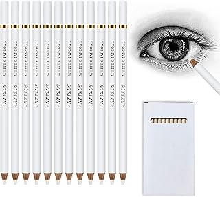 12 Piezas Lapiz Blanco, BolíGrafos de Dibujo de CarbóN Blanco, Lápiz de Carbón de Dibujo, Lápiz De Carbón Blanco Carboncillo Blanco Juego De Lápices Blanco Para Suministros De Pintura Artística