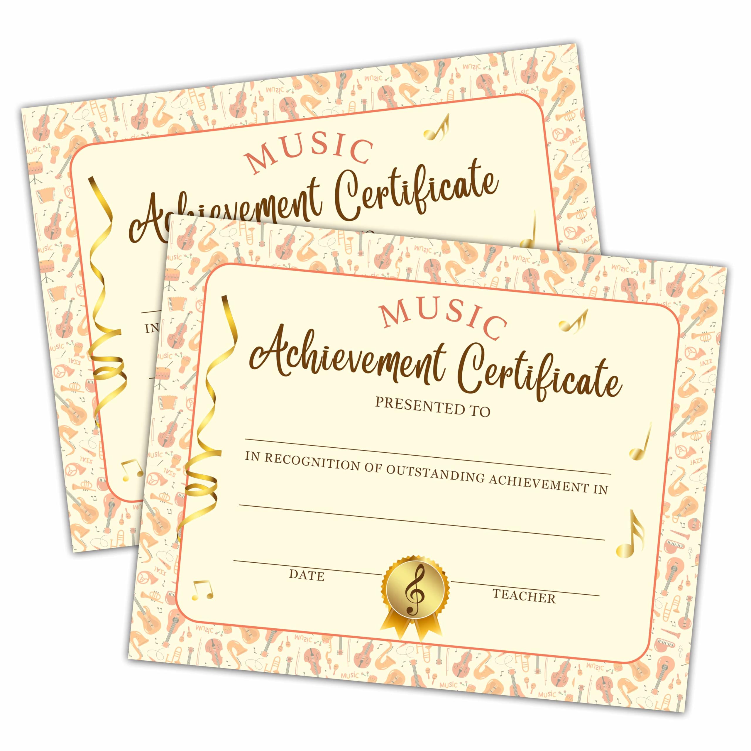Award Certificates, Certificate of Achievement for Music Recital, Achievement Award Music Certificates, School Teachers to Children Recognition for
