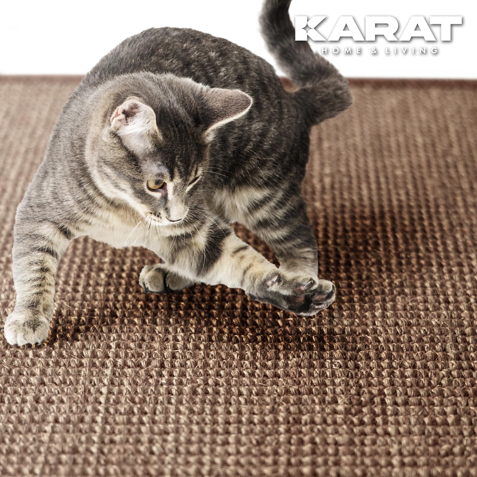 KARAT Alfombra para rascar gatos redonda, 150 cm de diámetro, de sisal natural, posibilidades de arañar para gatos, muebles para pared o suelo, resistente y lavable, corcho