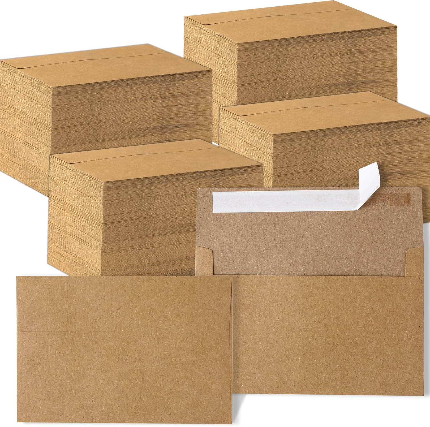 chiazllta 1000 Pieces A7 Kraft Paper Envelopes with Self Seal Bulk 5x7 Brown Envelopes 120 GSM Heavyweight for Invitations Postcard Greeting Card Photos Wedding Graduation Baby Shower Birthday Party