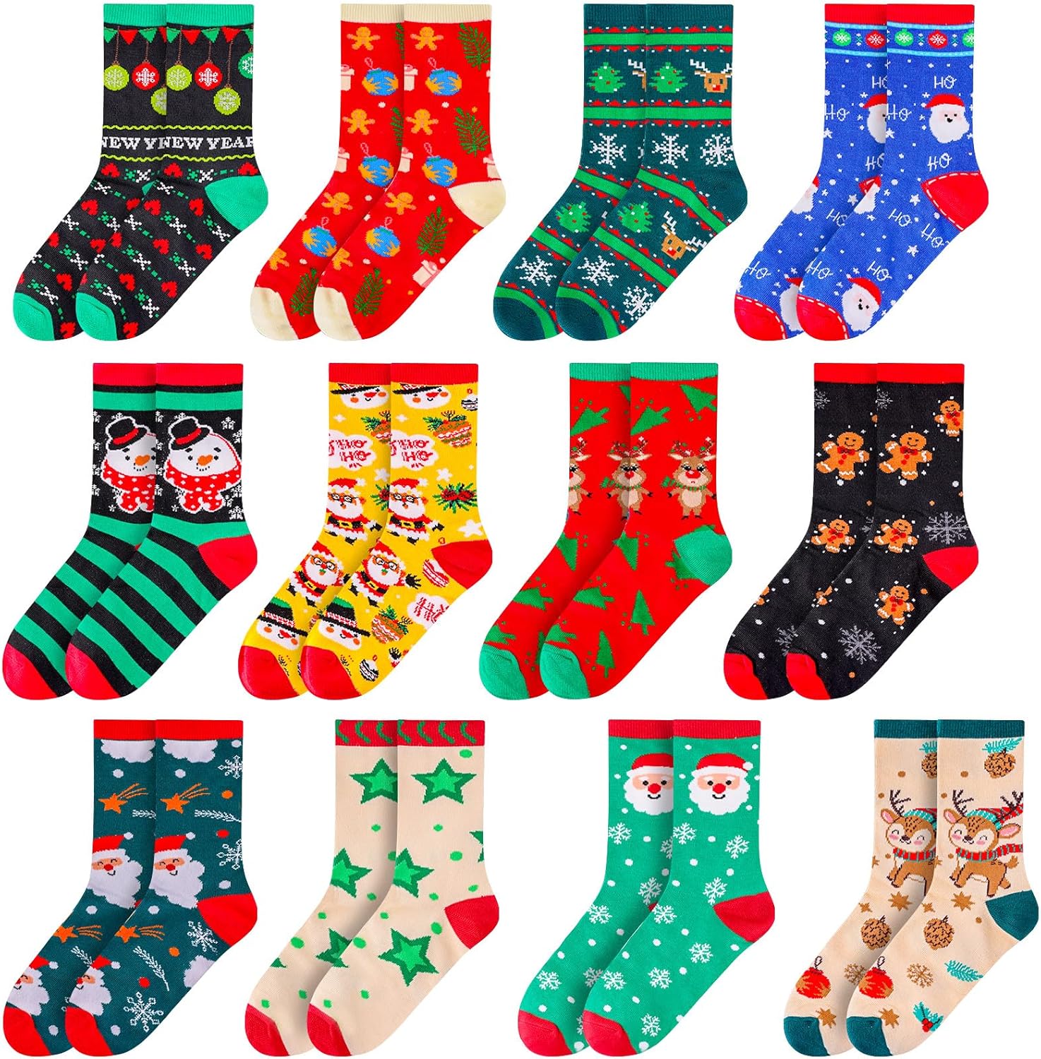 MGparty 12 Pairs Christmas Socks for Women Funny Holiday Crew Socks Cute Novelty Winter Xmas Gift Socks for Stocking Stuffers - Image 4