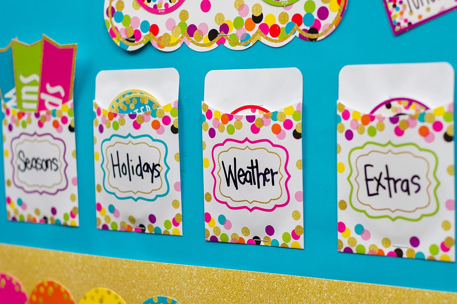 Teacher Created Resources Confetti Library Pockets, 3x 5 inch, Assorted, Multi-Pack