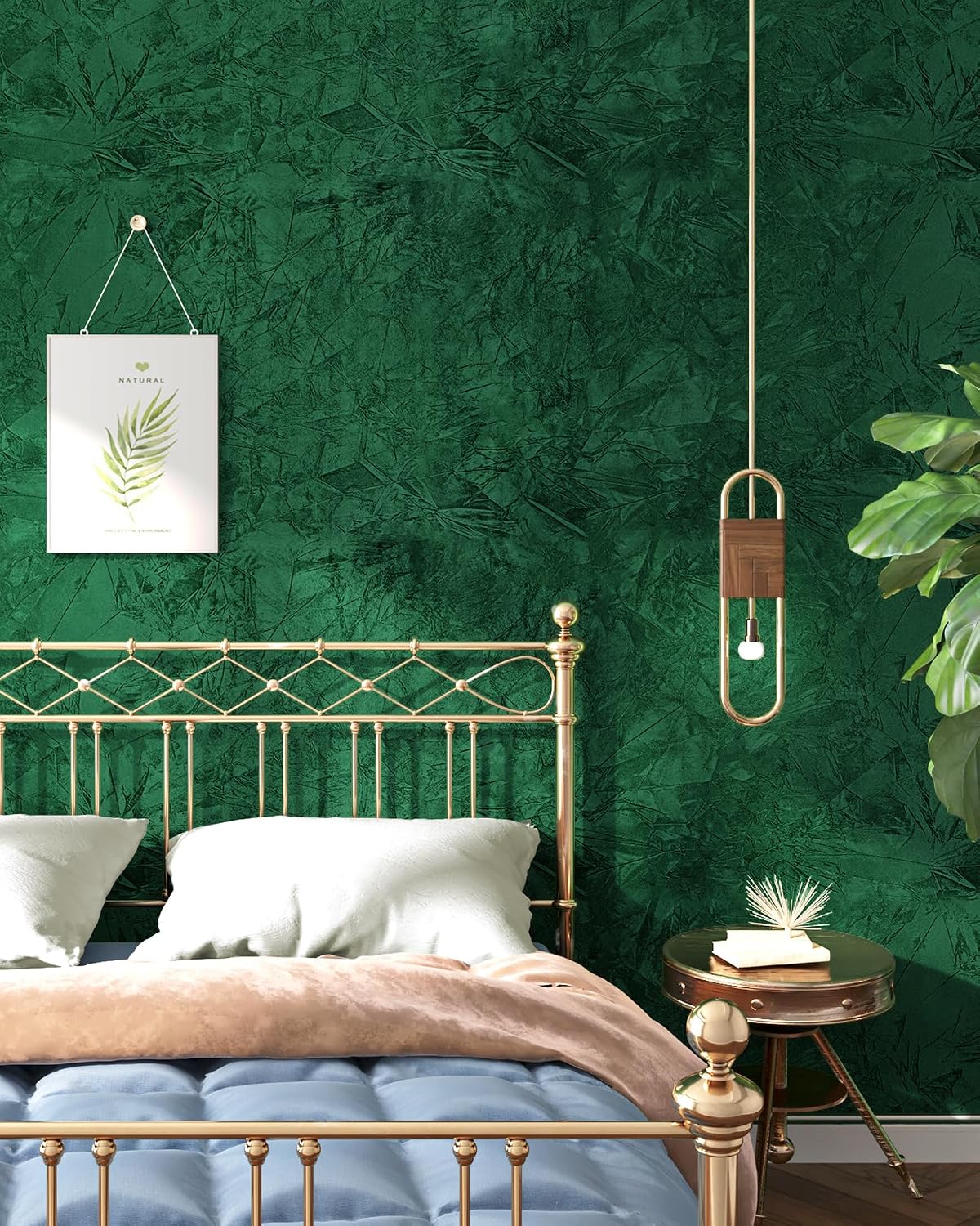 Wallercity 17.5''x236'' Green Self-Adhesive Velvet Flocking Liner Contact Paper for Jewelry Box Soft Fluff Felt Fabric Wallpaper Peel and Stick for Drawer Liner Crafts Dresser Tops Jewelry Box Lining