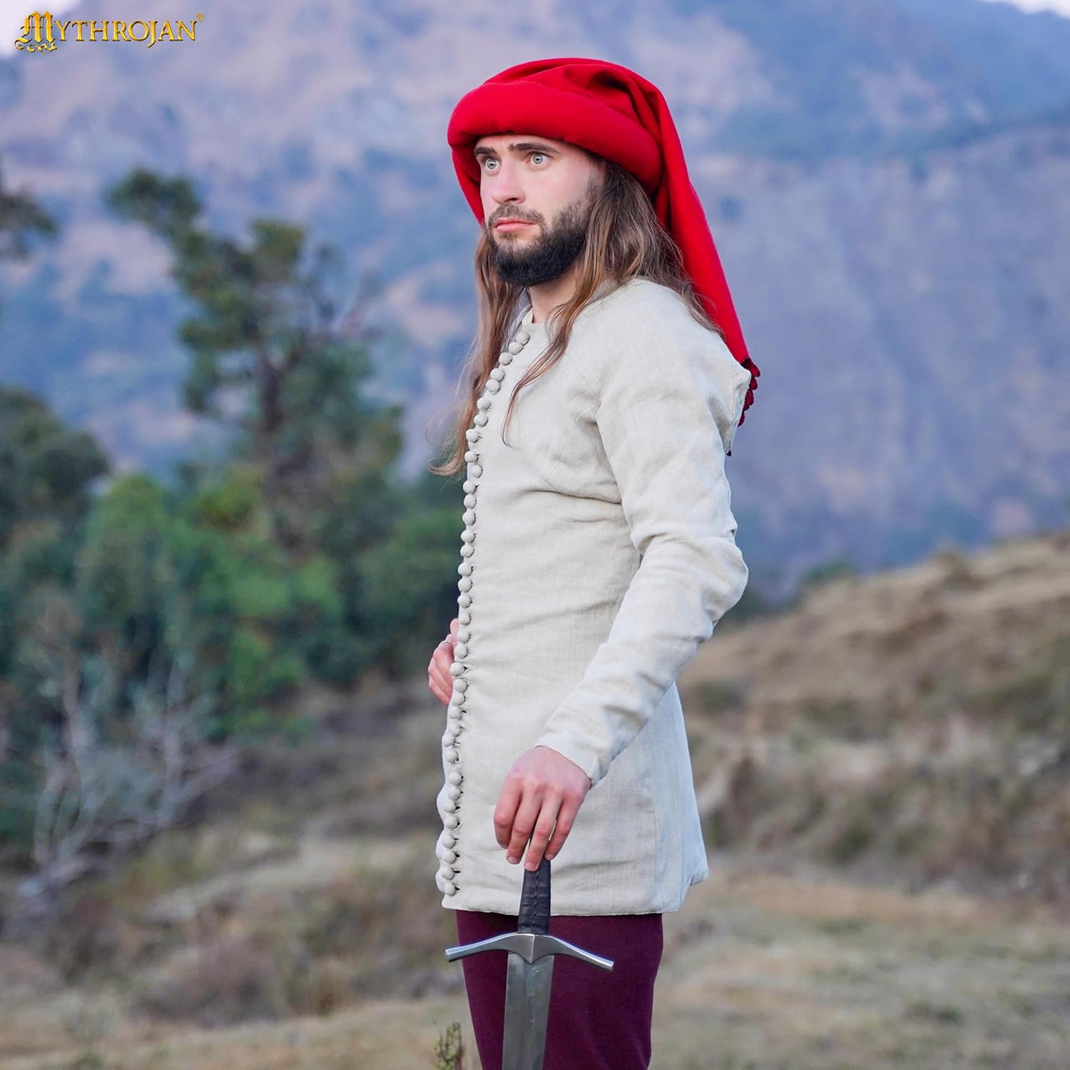 Mythrojan Charles de Blois Pourpoint for Men, Medieval Arming Doublet, 14th Century Gambeson for LARP, Reenactment & Costume