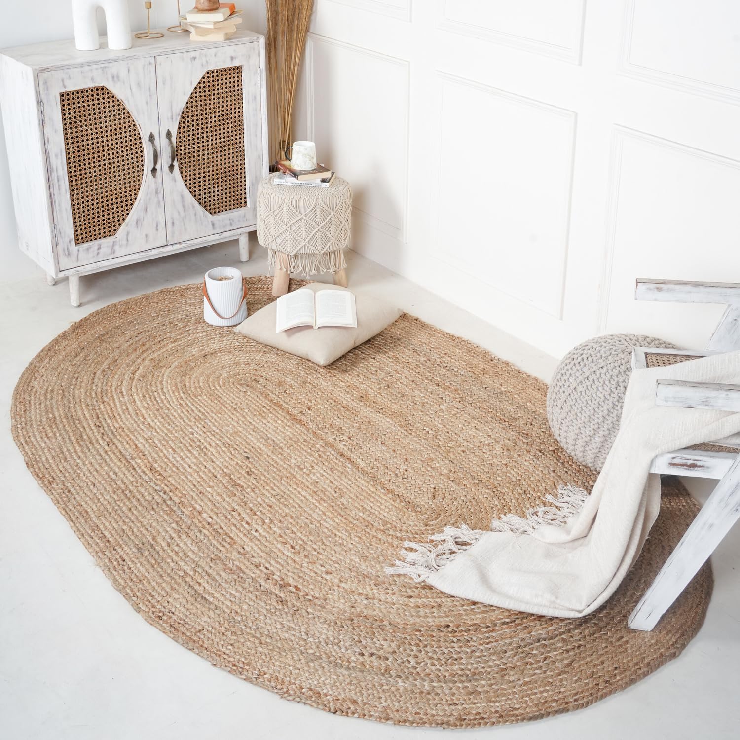 RAJRANG Large Jute Area Rug Oval