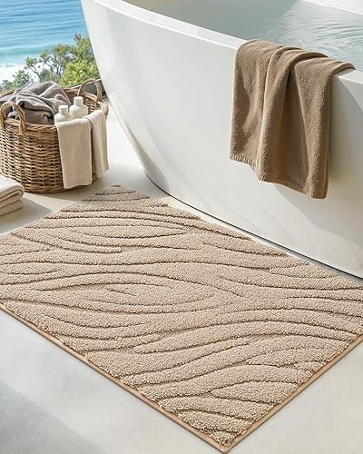 Miniatura 15 de DEXI Alfombras de baño de 17 x 30 pulgadas, extra suaves, absorbentes, antideslizantes, para suelo de baño, lavables a máquina, para suelo de ducha